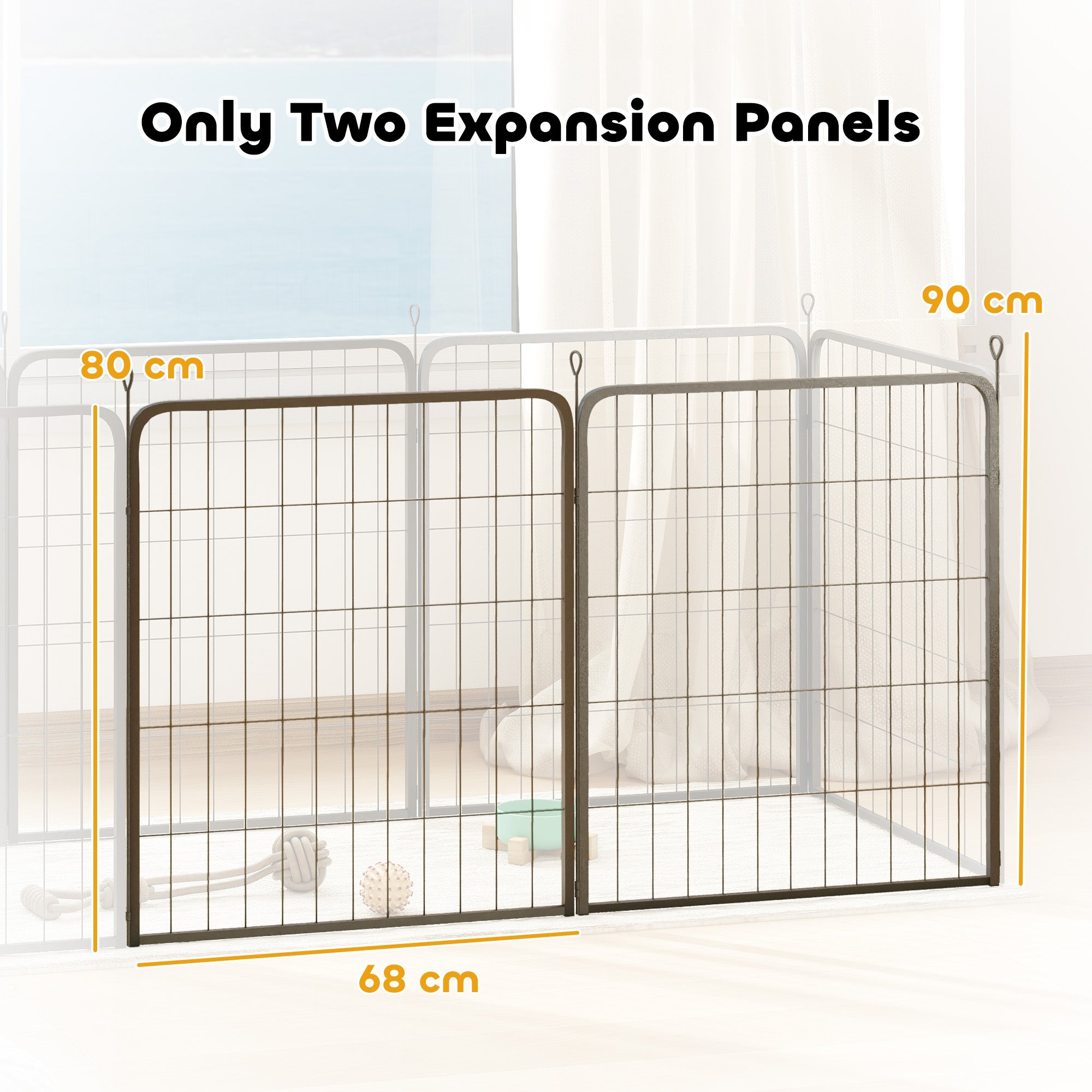 PawHut Two-Piece Dog Pen Expansion Pack for Medium Dogs, 80cm Tall Animal Pen with Three Connecting Stakes