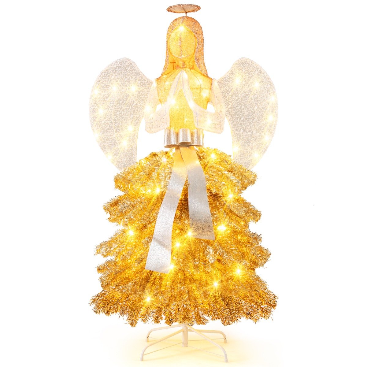 1.57M Lighted Christmas Angel Tree with Hands Clasped in Prayer