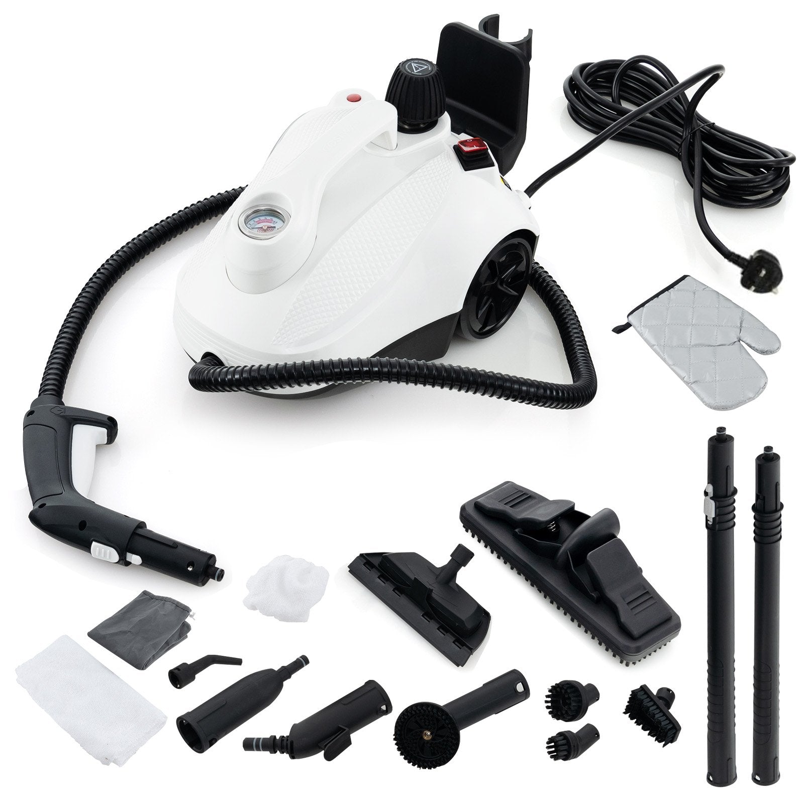 1.8L Steam Cleaner 2000W with 15 Piece Accessory Set-White
