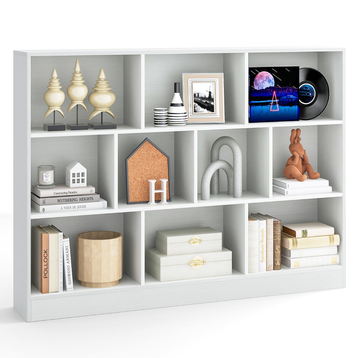 10-Cube Bookshelf with 2 Anti-Tipping Kits for Living Room Kid‚Äôs Room-White