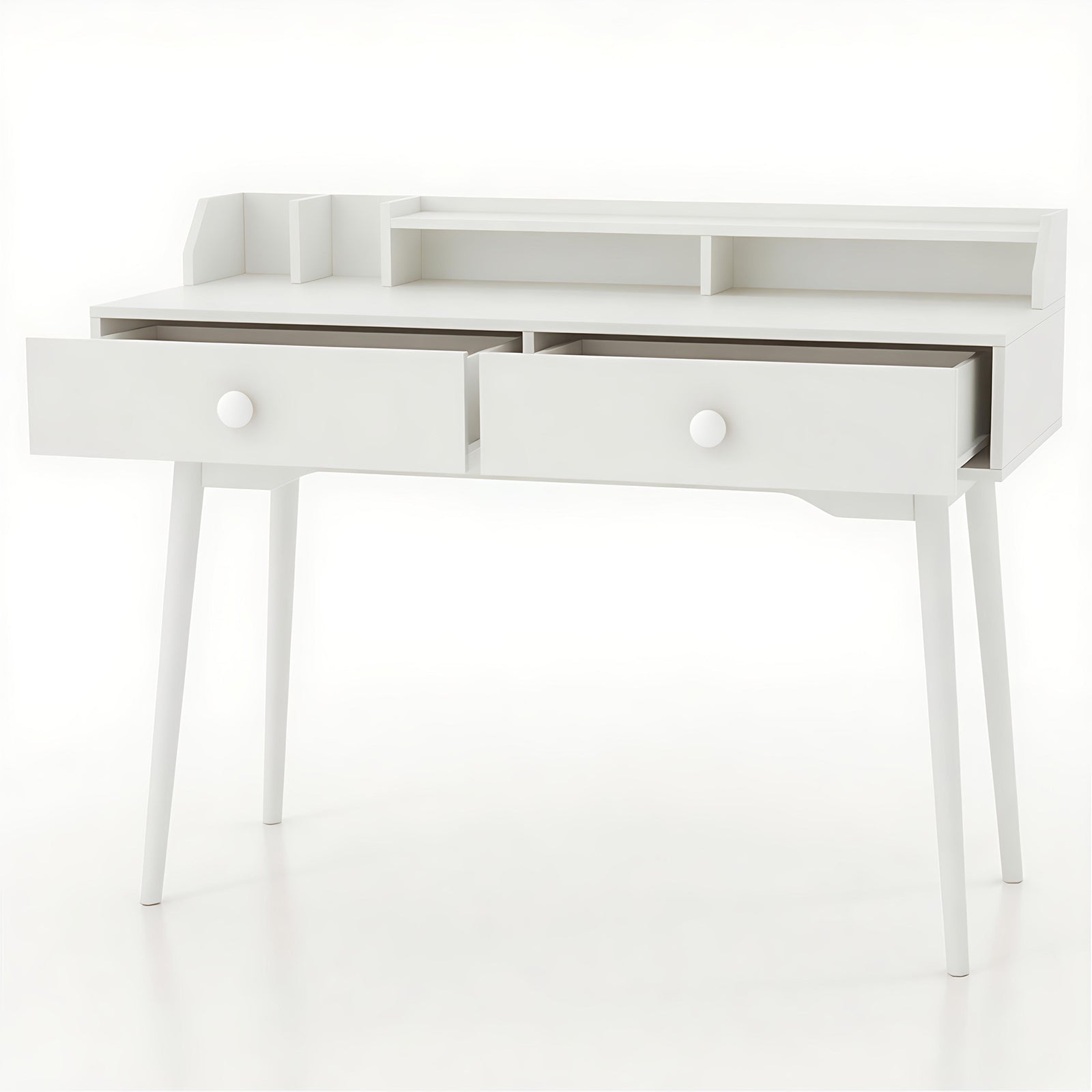 120 CM Writing Desk with Hutch and Drawers for Bedroom-White