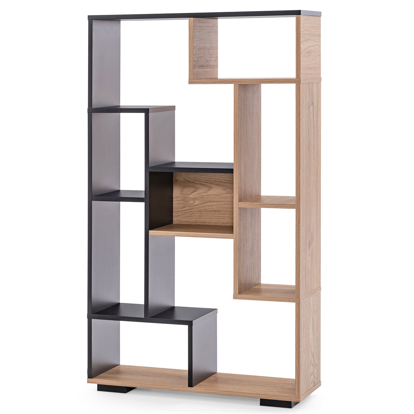 120cm Tall Bookshelf with Anti-tipping Kits for Home Office-Black &amp; Brown