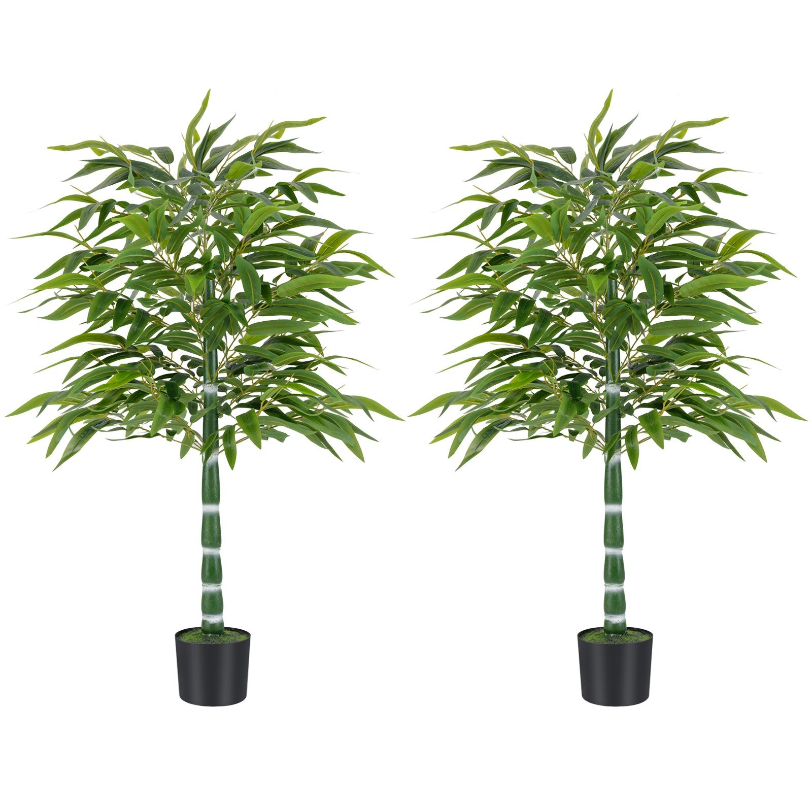 125 CM Artificial Bamboo Tree Set of 2 with Plastic Nursery Pot and Adjustable Branches