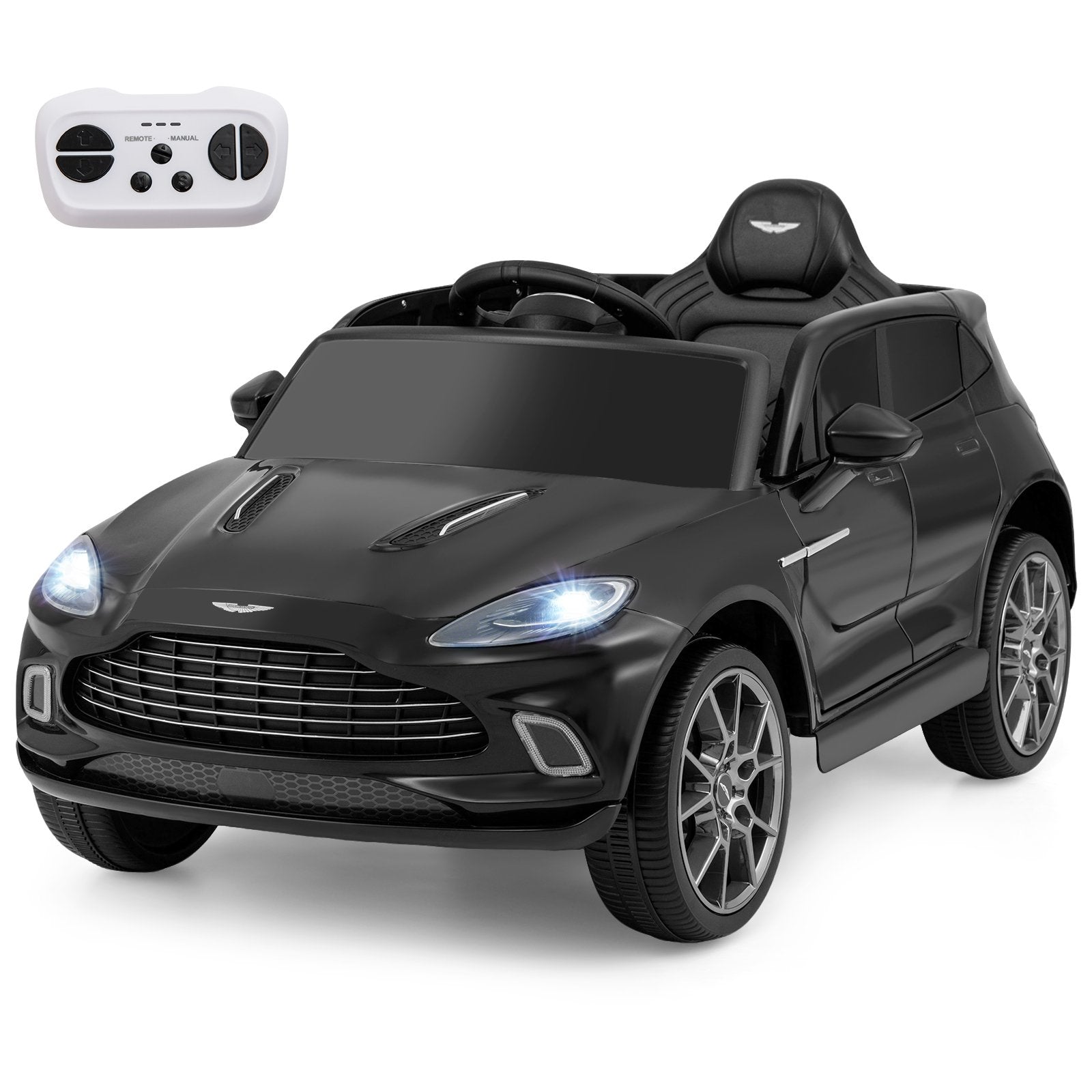 12V Kids Ride on Vehicle Aston Martin Licensed with Horn and Taillights-Black