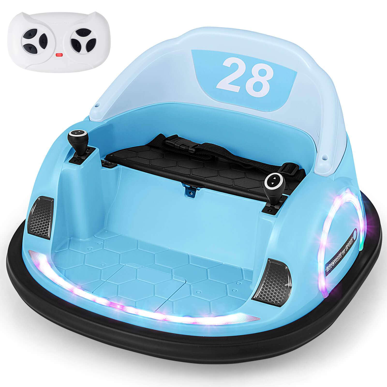 12V Kids Ride on Bumper Car with Flashing Lights and Remote Control-Blue