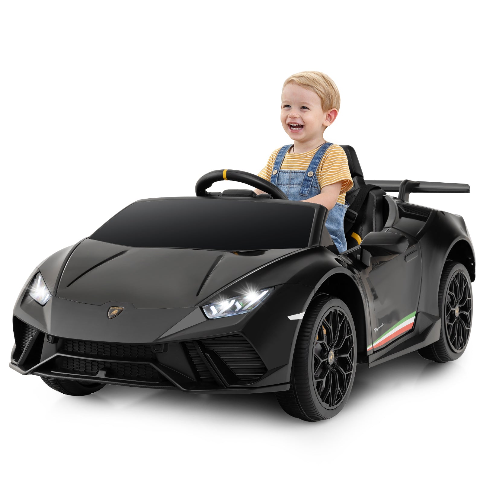 12V Kids Ride on Car Lamborghini with Remote Control and LED Lights-Black