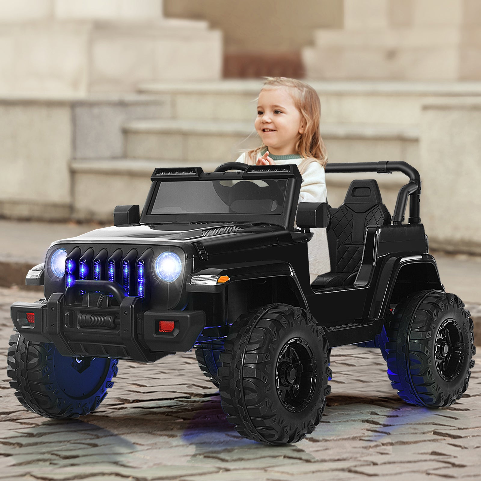 12V Kids Ride on Truck with 2.4G Parental Remote Control and Music-Black
