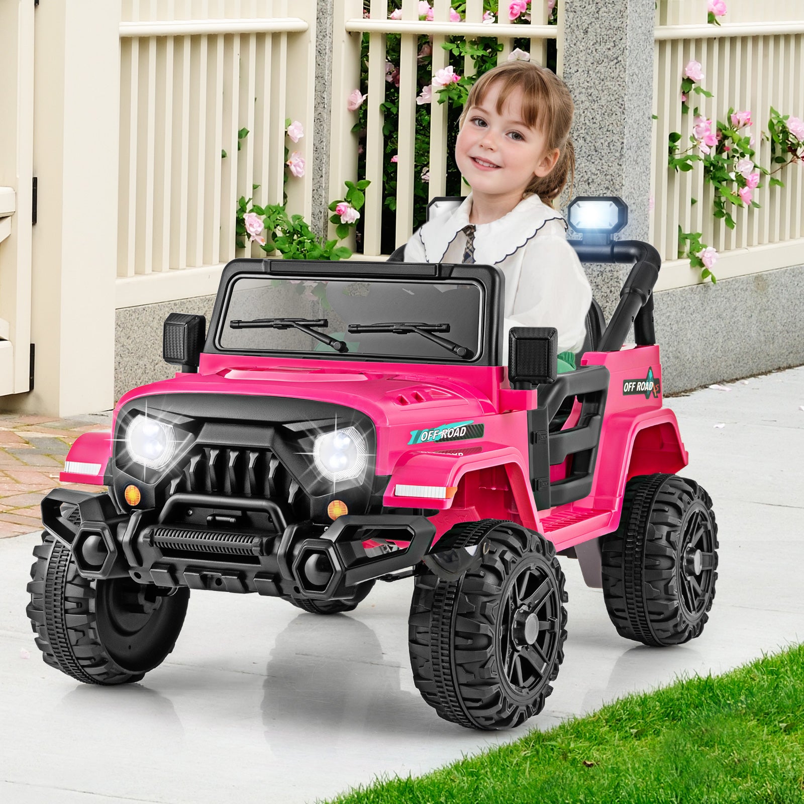 12V Kids Ride on Truck with Remote Control and 3 Speeds-Pink