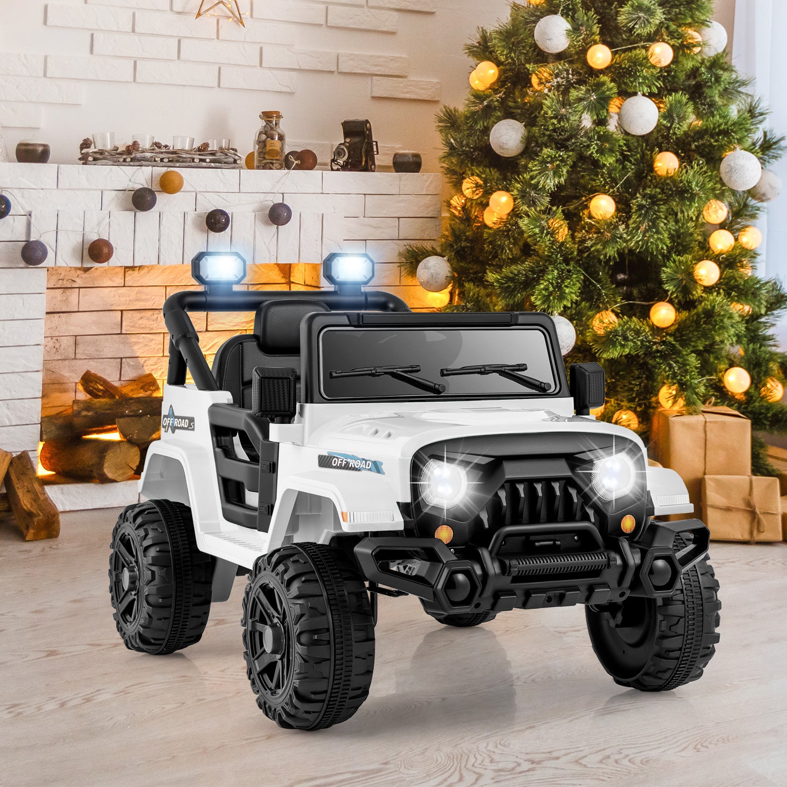 12V Kids Ride on Truck with Remote Control and 3 Speeds-White