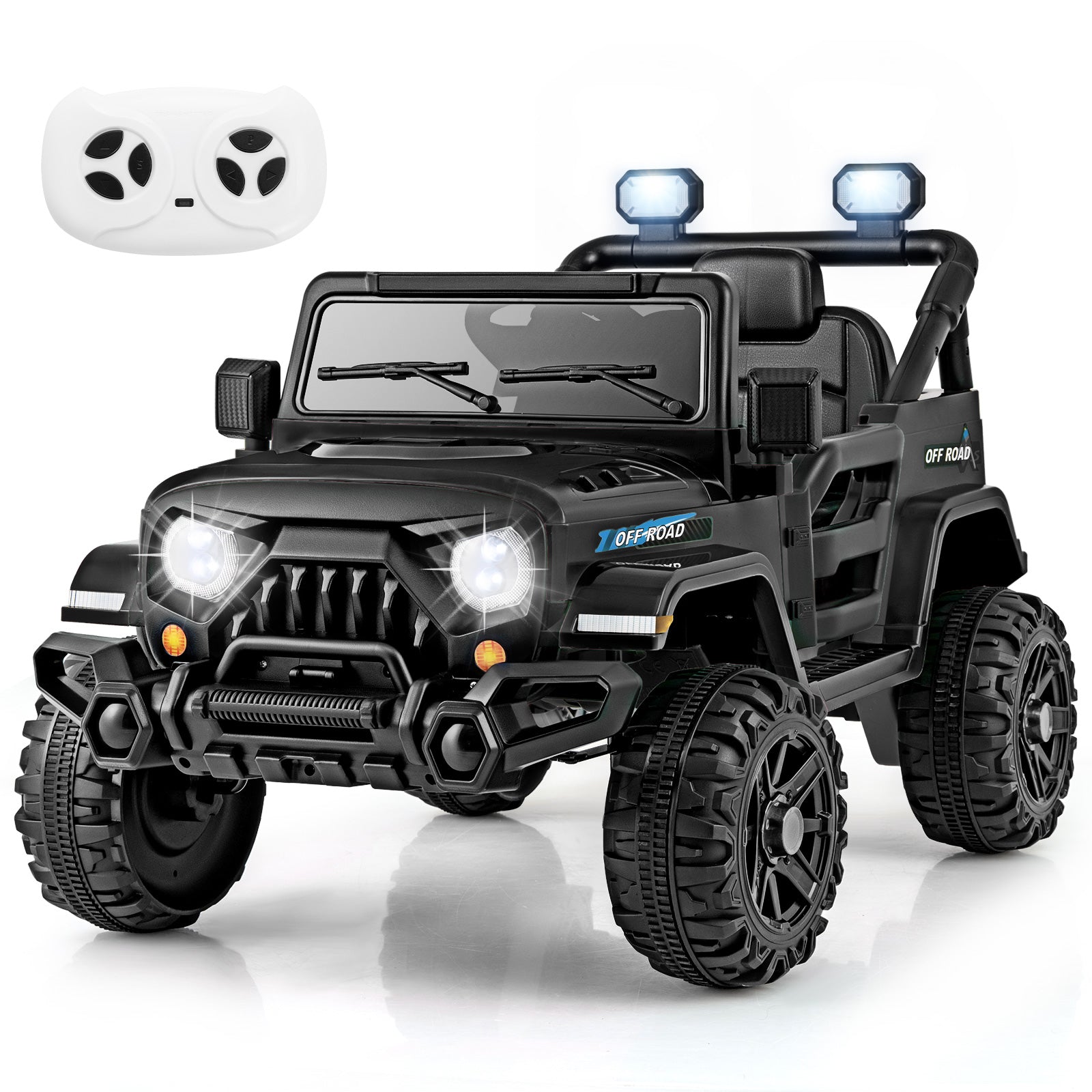 12V Kids Ride on Truck with Remote Control and 3 Speeds-Black