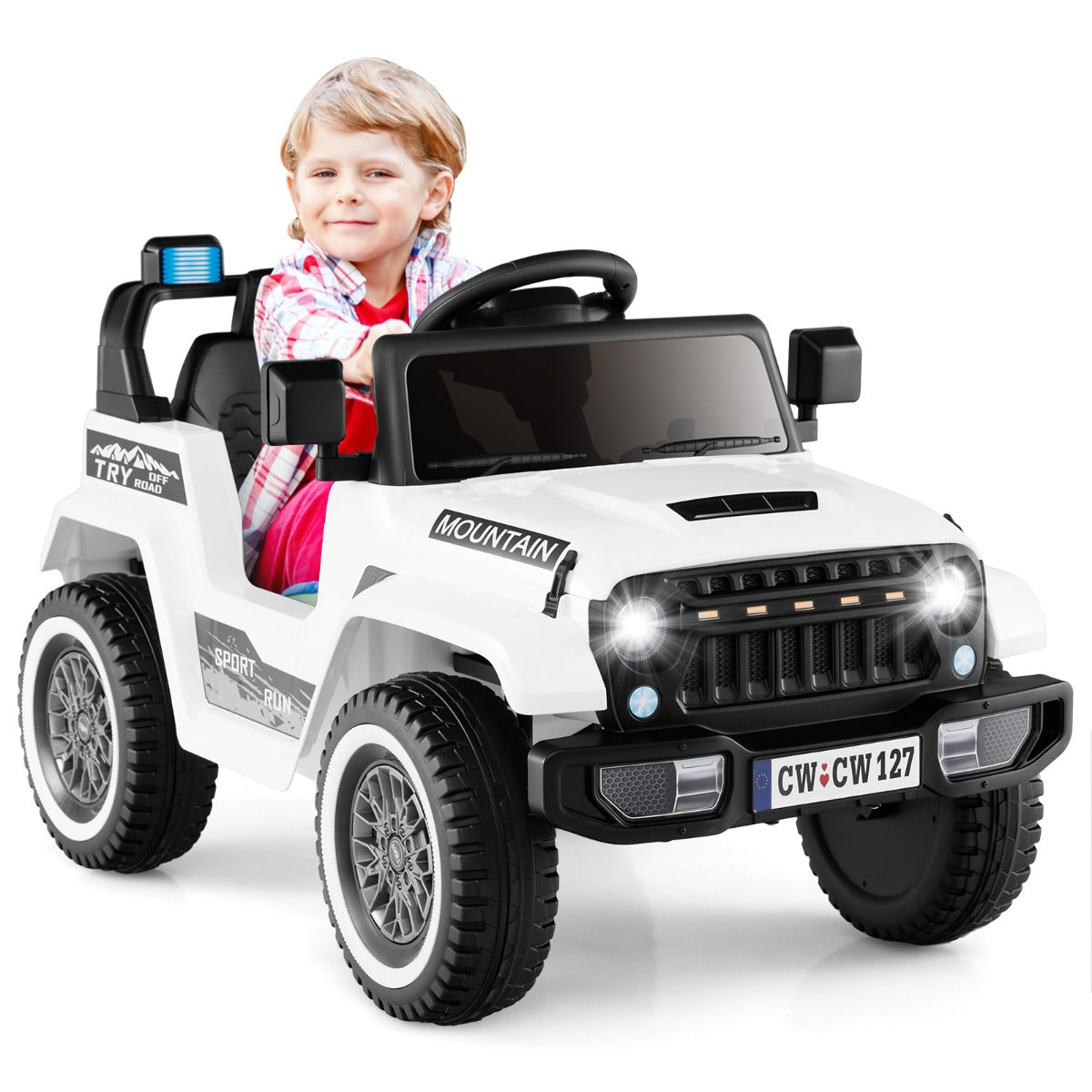 12V Kids Ride on Car with Soft Start and Battery Powered-White