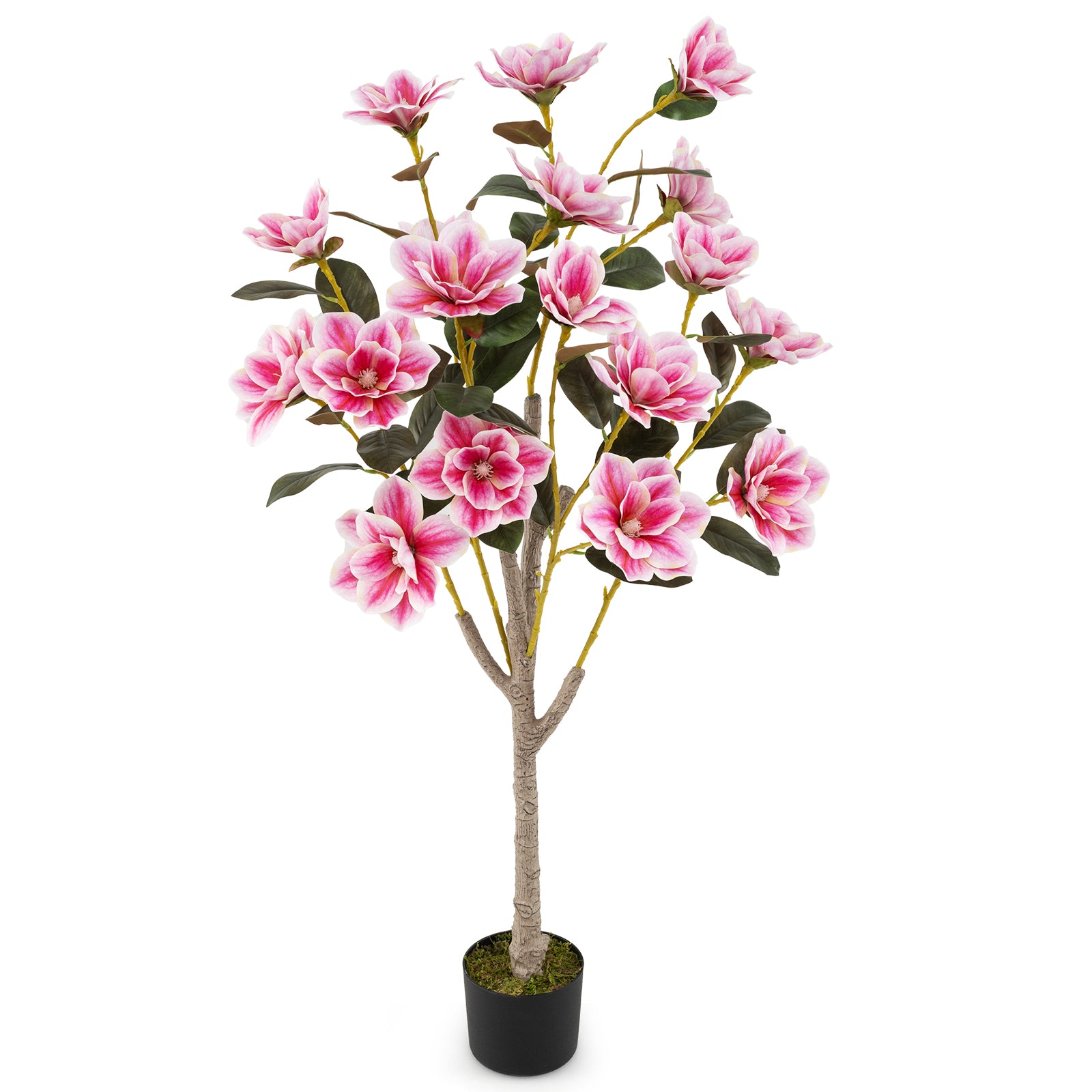 130CM Artificial Magnolia Tree Faux Wedding Flower Plant with Realistic Moss-1 Pack