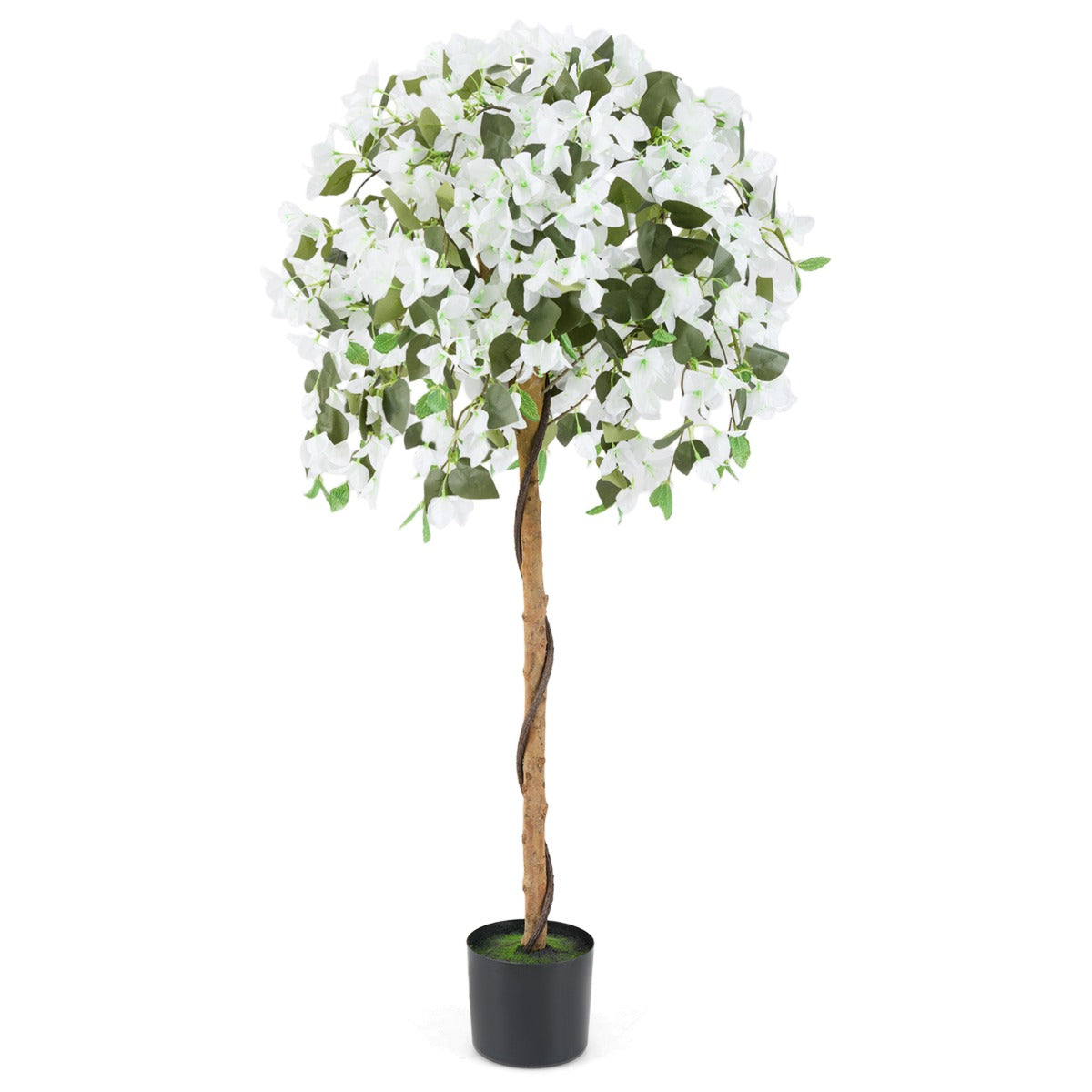 130cm Artificial Azalea Tree with 576 Flowers 288 Leaves and Wood Trunk-White