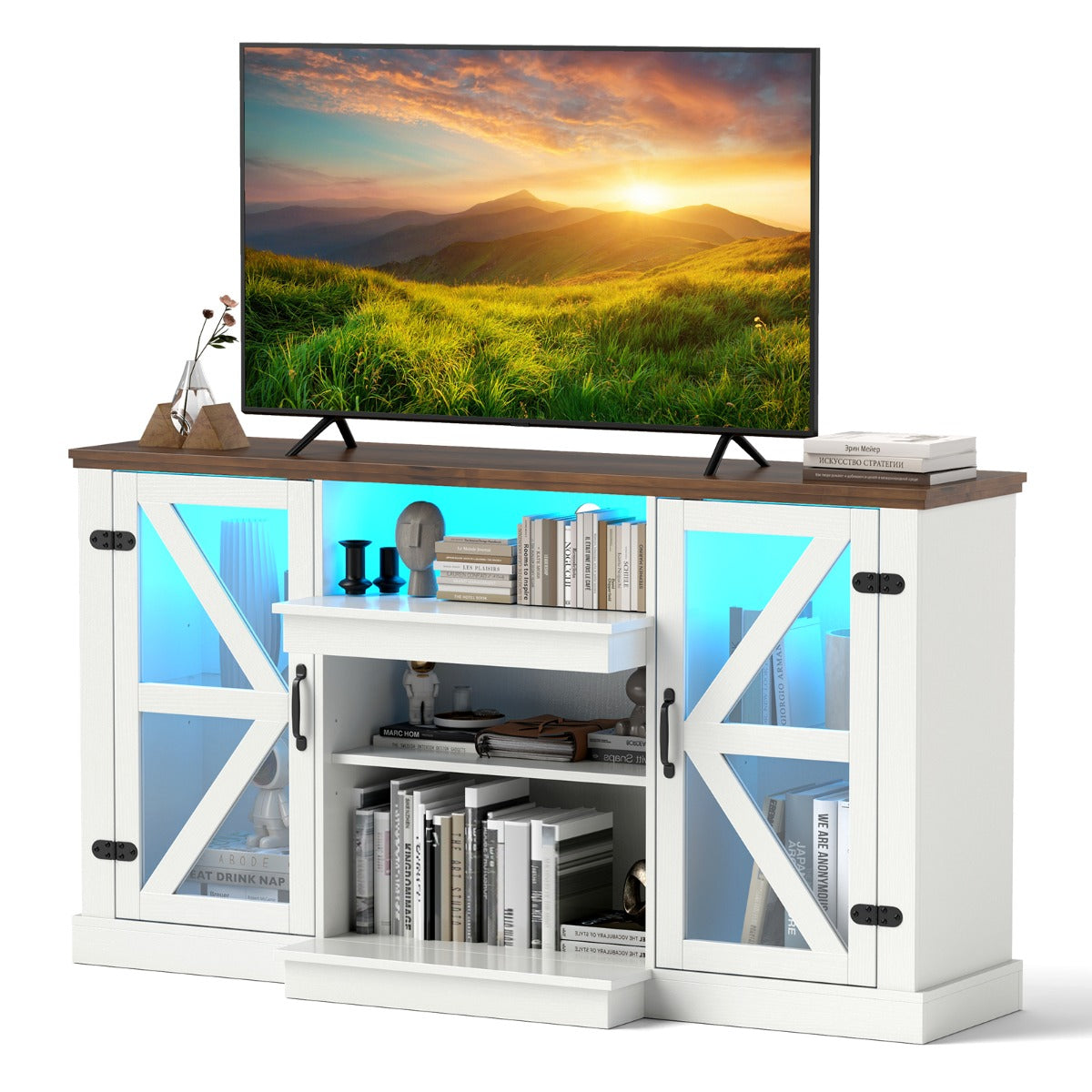 150 CM Media Console Table TV Cabinet for TVs up to 68 Inch-White