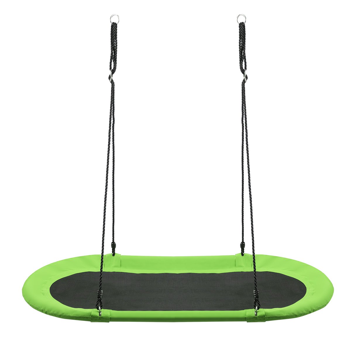 150 cm Oval Swing with Height-Adjustable Rope for Outdoor Indoor-Green