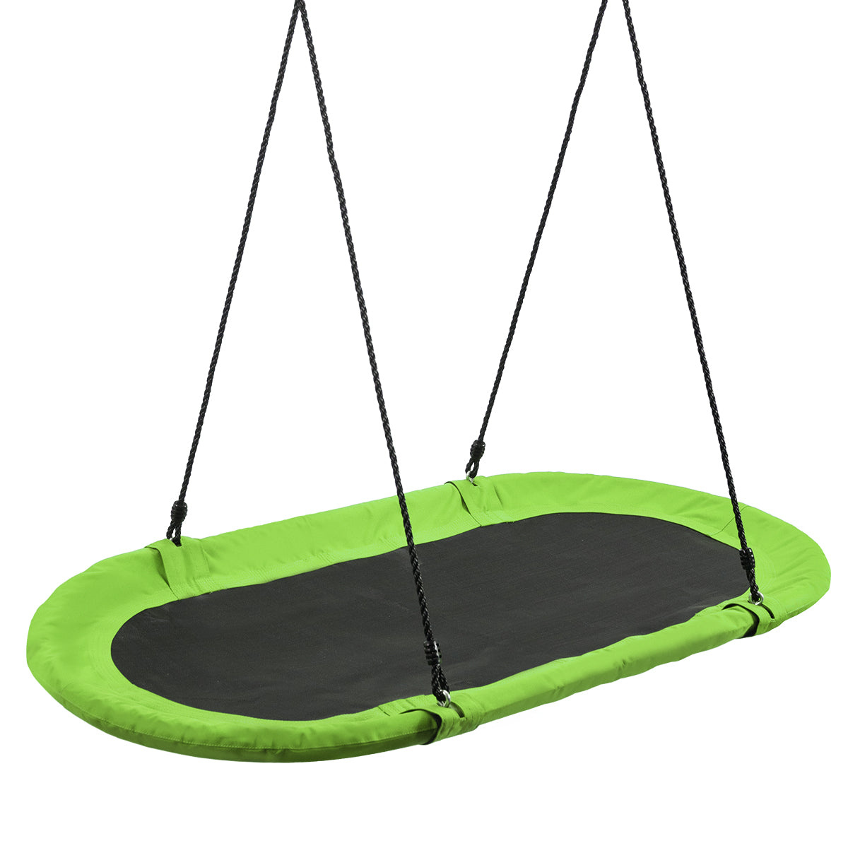 150 cm Oval Swing with Height-Adjustable Rope for Outdoor Indoor-Green