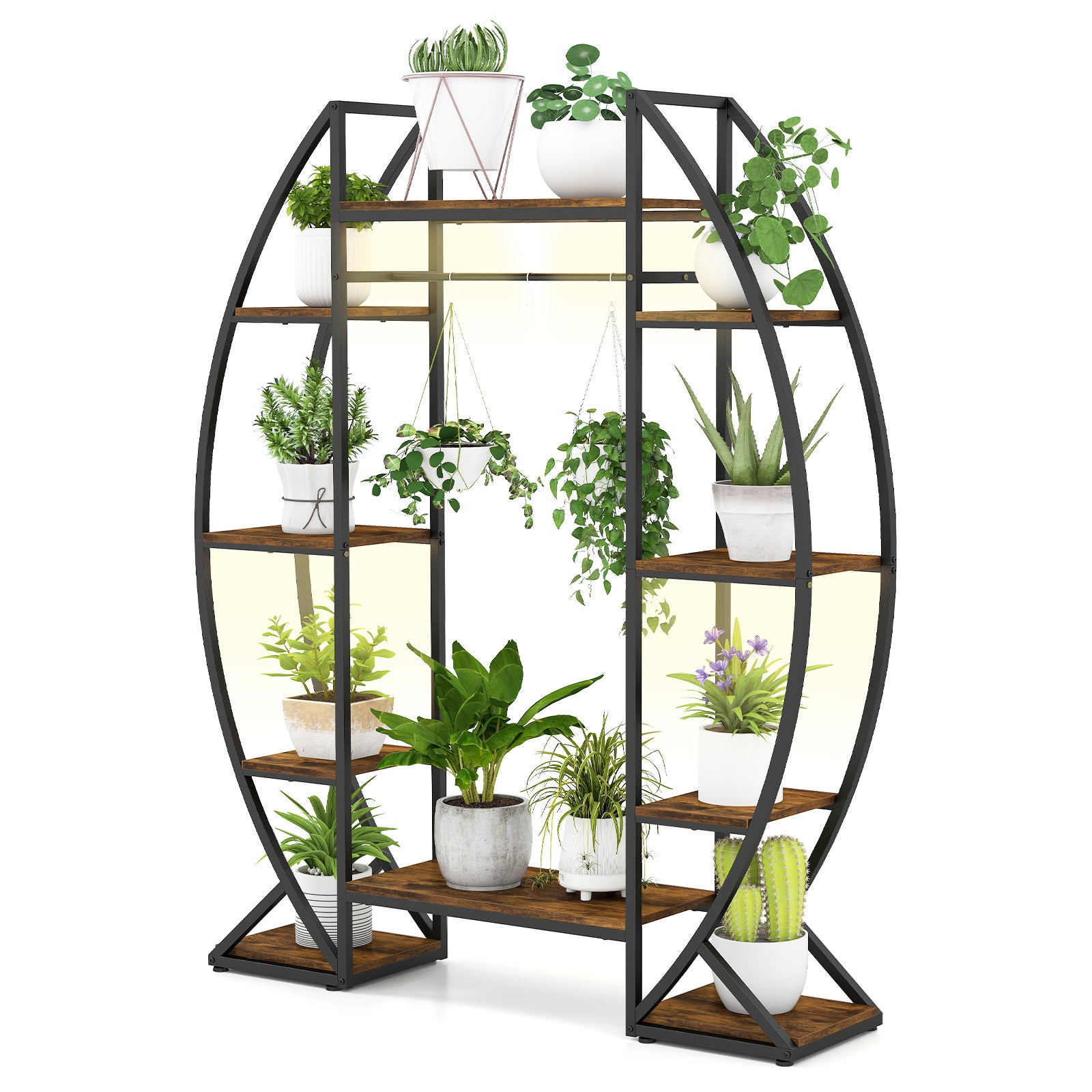 160CM Tall Indoor Plant Stand with Grow Lights-Coffee