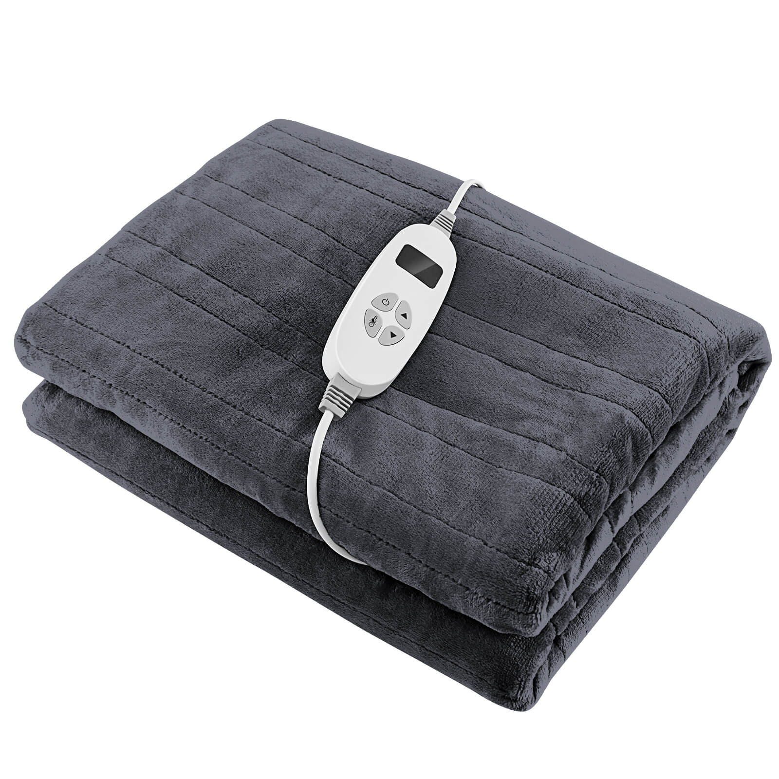 160 x 130 CM Electric Heated Throw Blanket with 10 Heat Settings-Grey