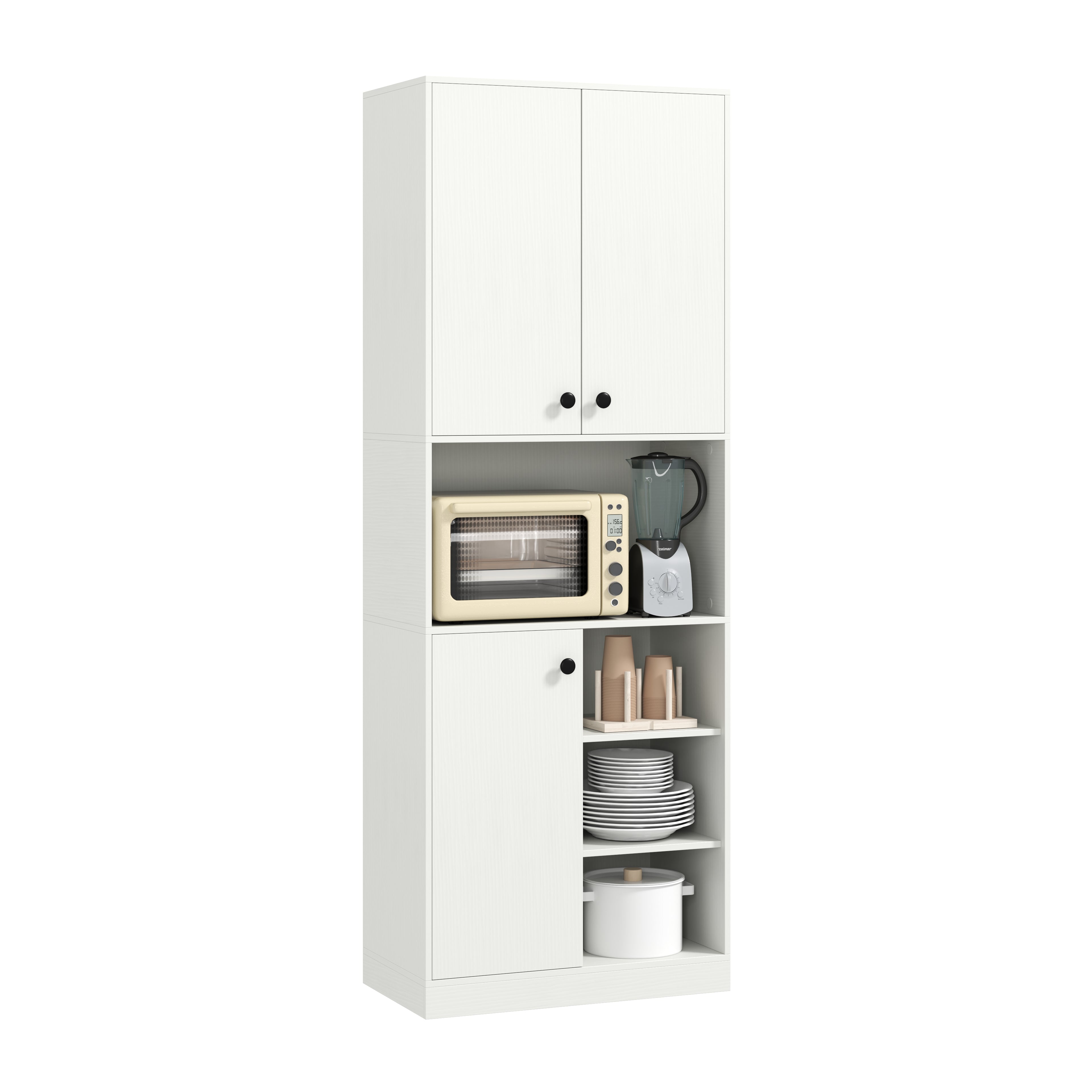 166cm Kitchen Pantry Storage Cabinet Modern Hutch Cabinet-White