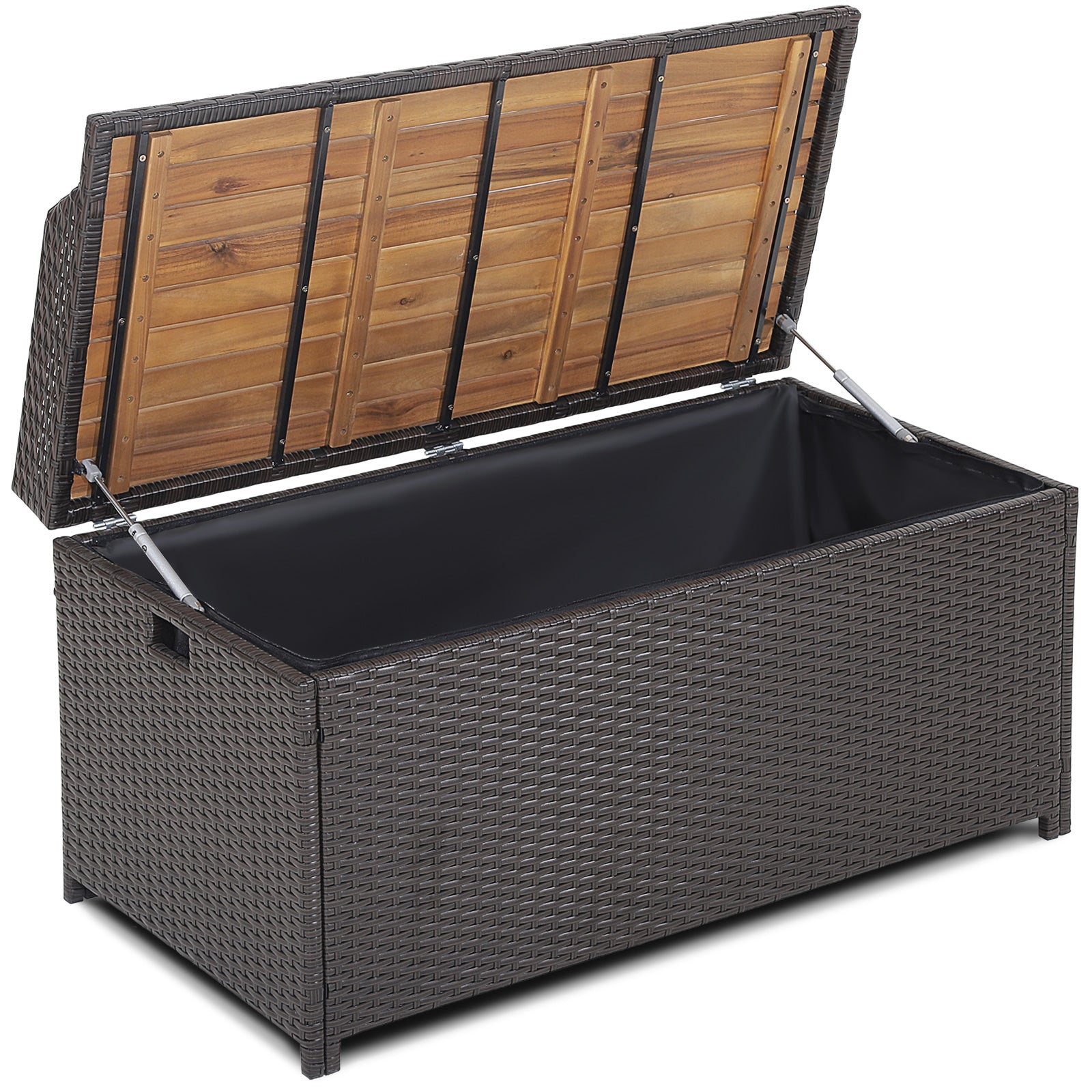 170L Outdoor Storage Bench Mix Brown Rattan Storage Container