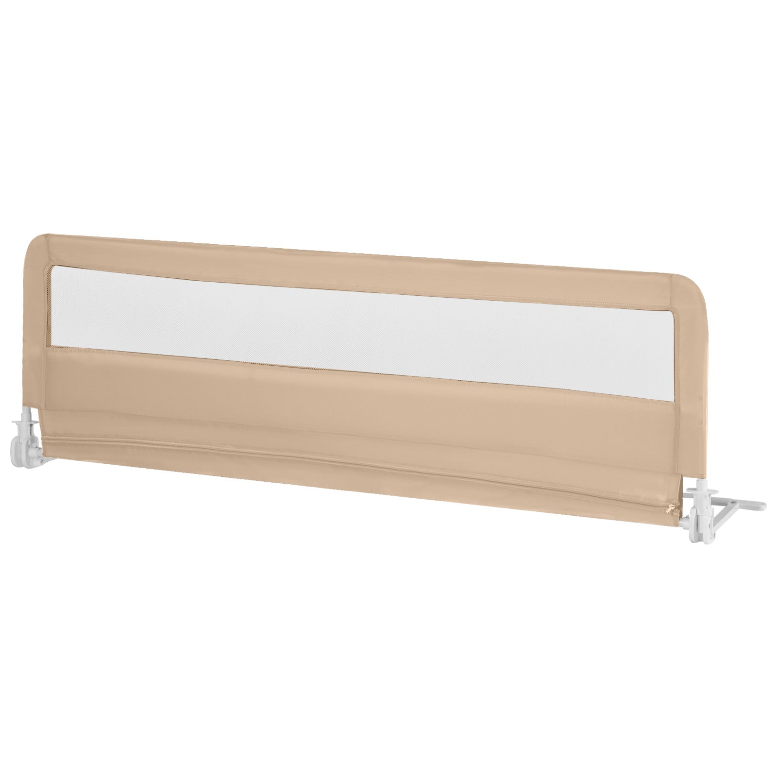 180CM Foldable Baby Bed Rail Guard with Removable Cover and Safety Strap-Beige