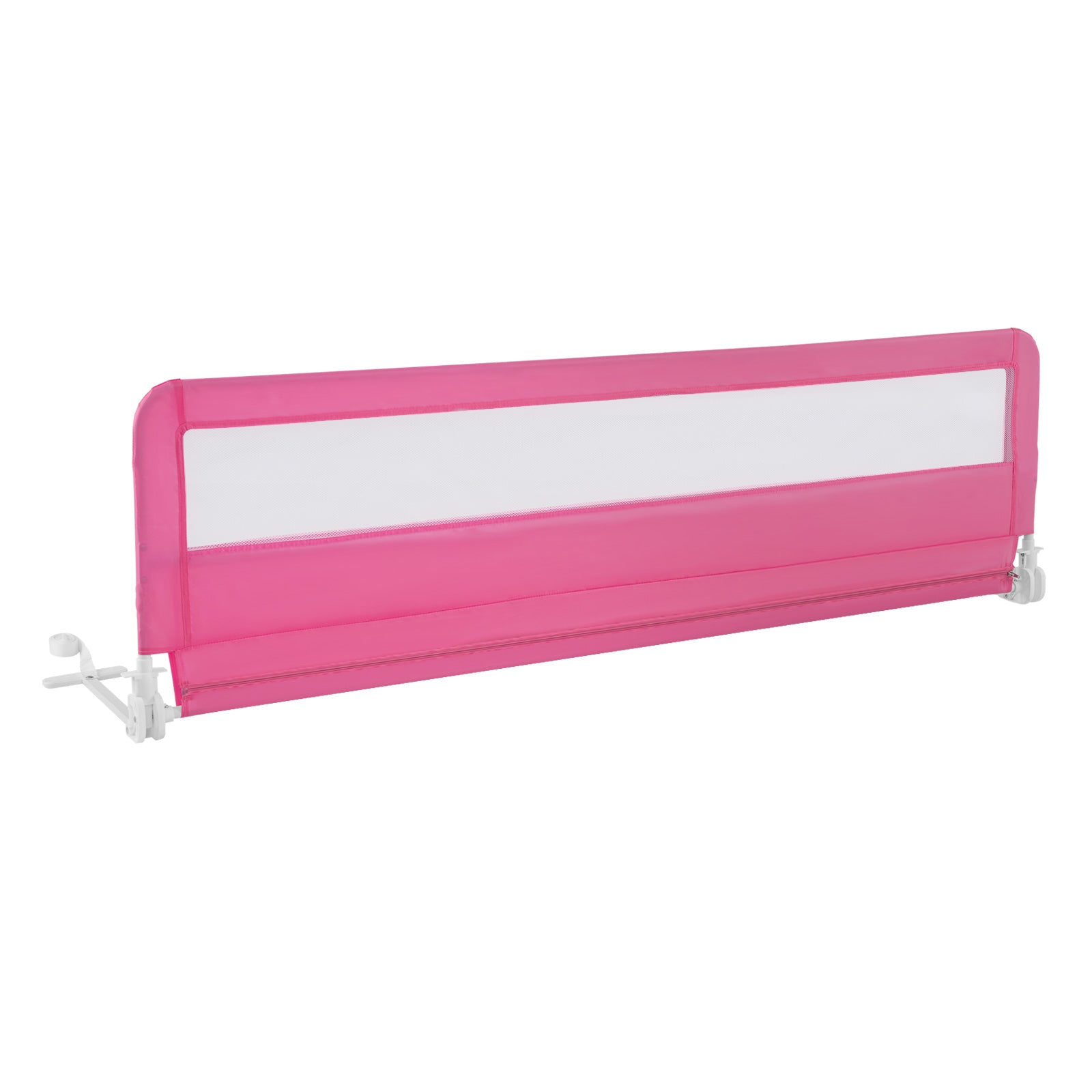 180CM Foldable Baby Bed Rail Guard with Removable Cover and Safety Strap-Pink