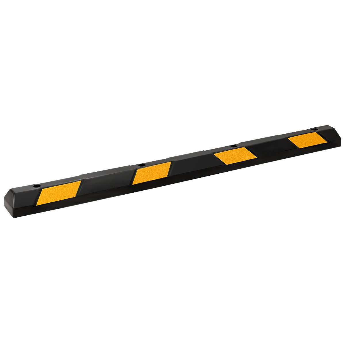 Large Heavy Duty Rubber Parking Blocker with 8 Yellow Reflective Strips
