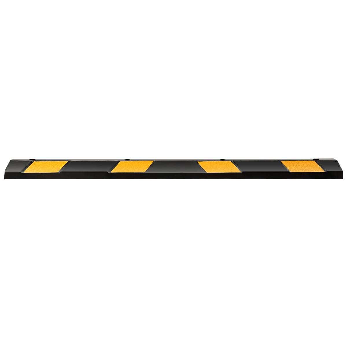 Large Heavy Duty Rubber Parking Blocker with 8 Yellow Reflective Strips