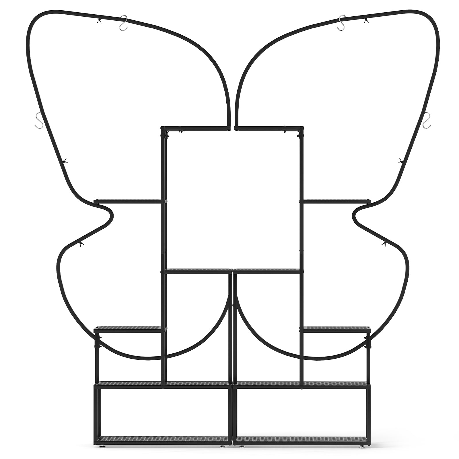 185 cm Tall Butterfly-Shaped 6-Tier Flowerpot Shelf-Black