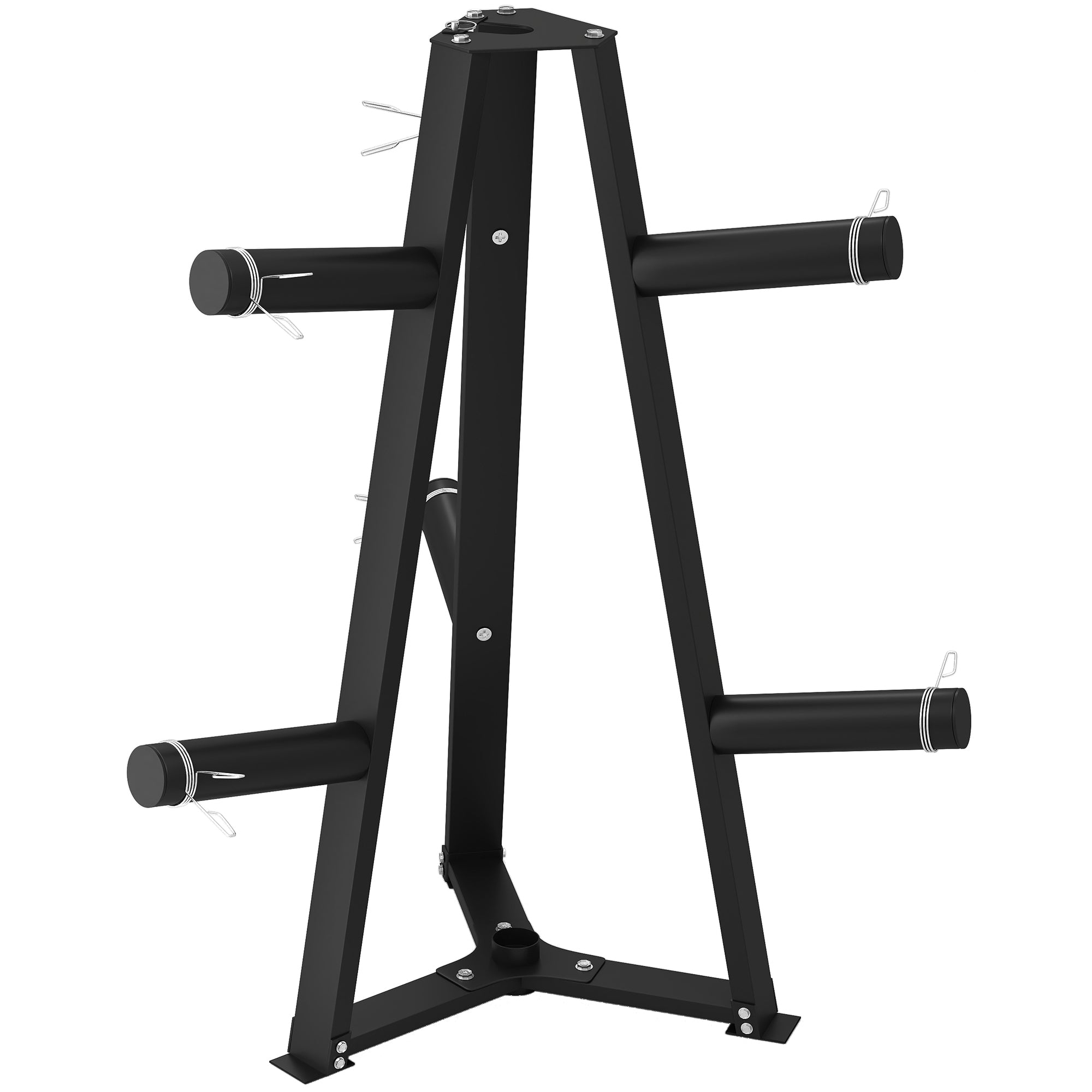 SPORTNOW Weight Tree Weight Rack for 5cm Weight Plates and Barbell Bar with 6 Fasten Clamps, 300kg Capacity
