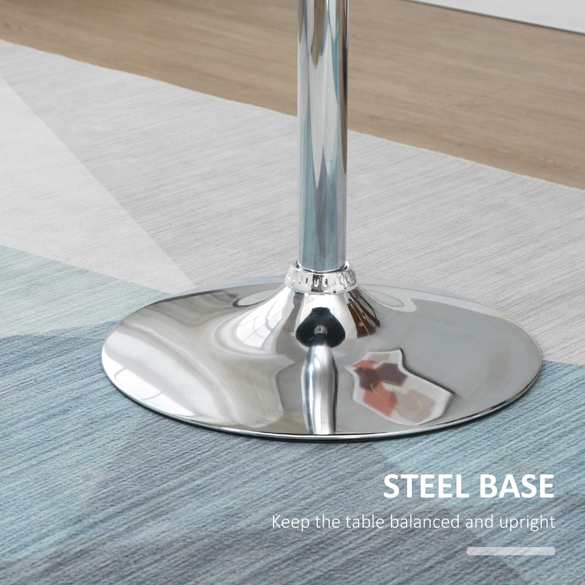 HOMCOM Round Height Adjustable Bar Table Counter Pub Desk with Metal Base for Home Bar, Dining Room, Kitchen, Black