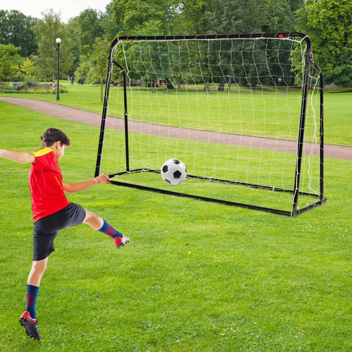 2-in-1 Kids Soccer Rebounder and Soccer Goal for Kids Aged 6+ Years Old-Black