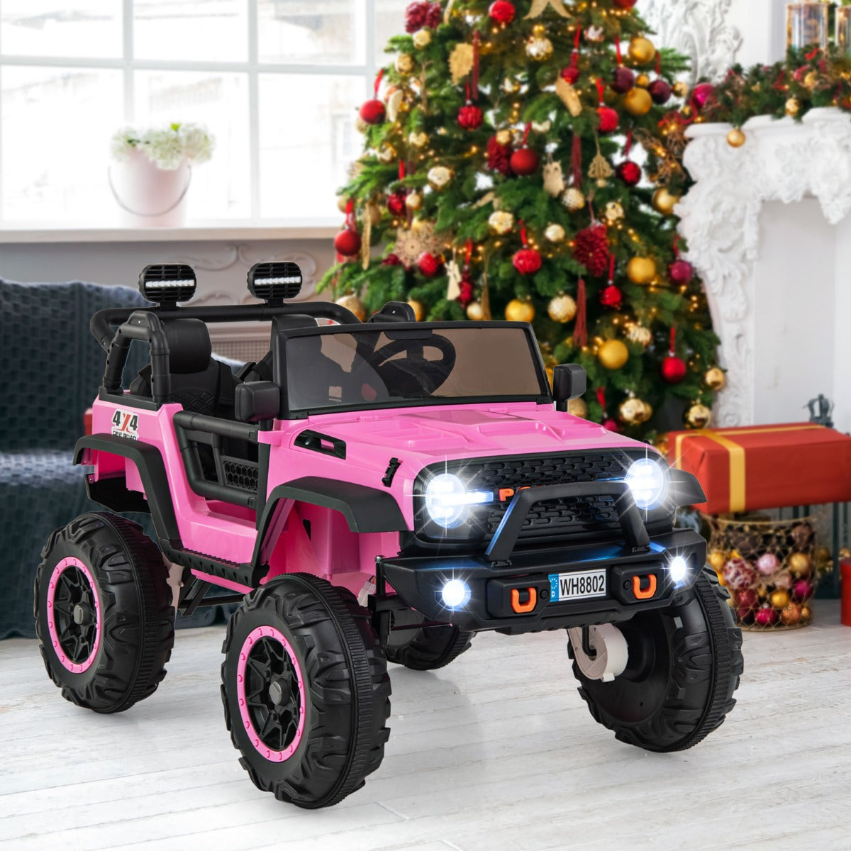 2-Seater Ride On Car with Remote Control and Horn for Boys and Girls-Pink
