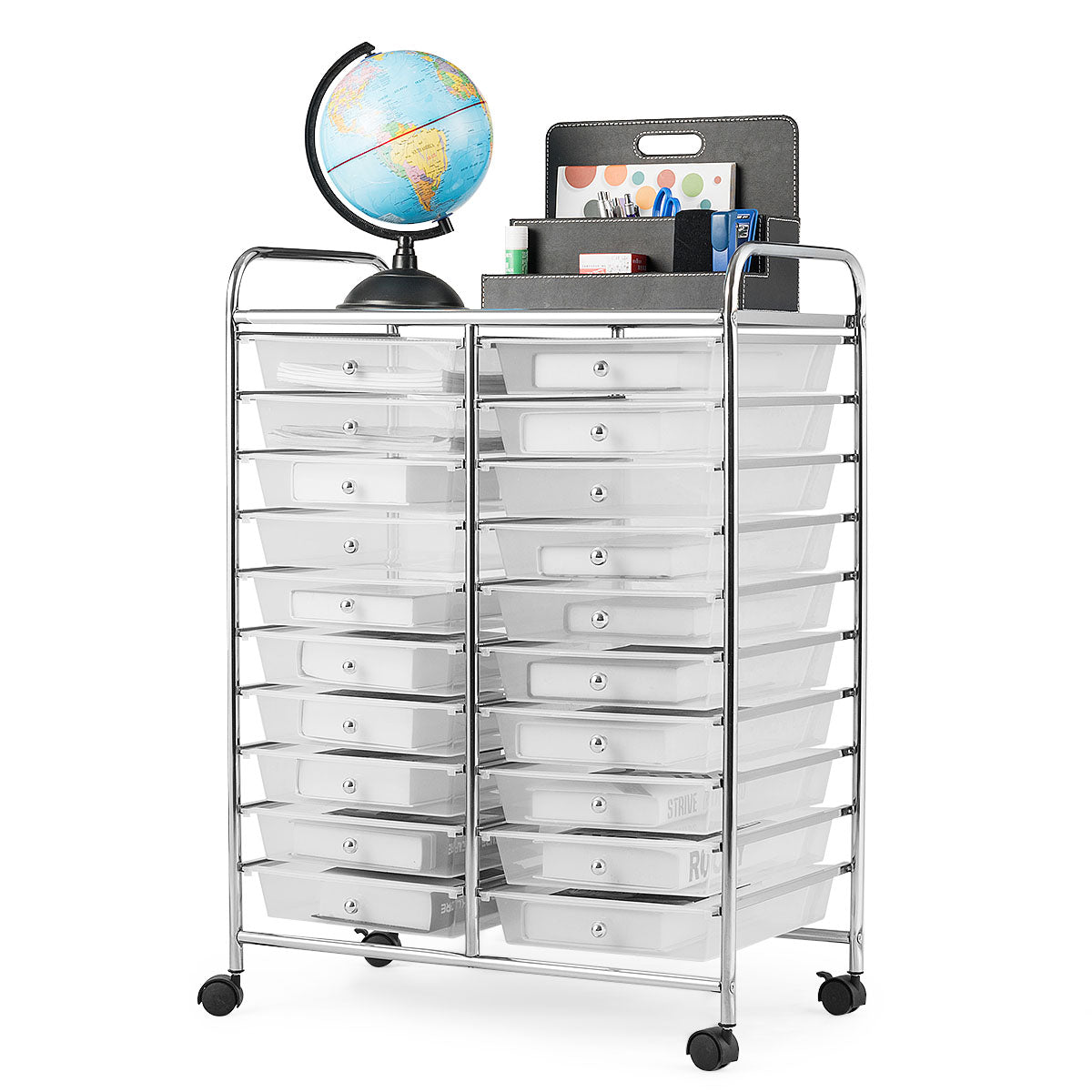 20 Drawers Storage Trolley with 4 Wheels for Beauty Salon-Transparent
