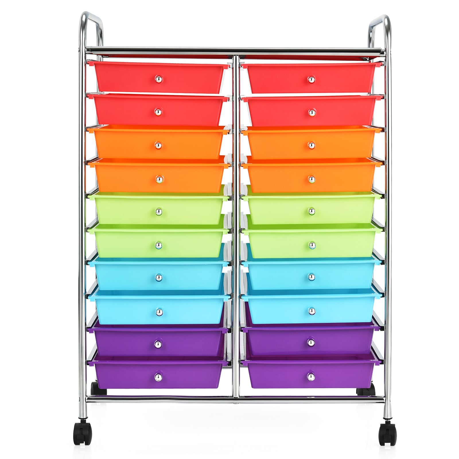 20 Drawers Storage Trolley with 4 Wheels for Beauty Salon-Rainbow