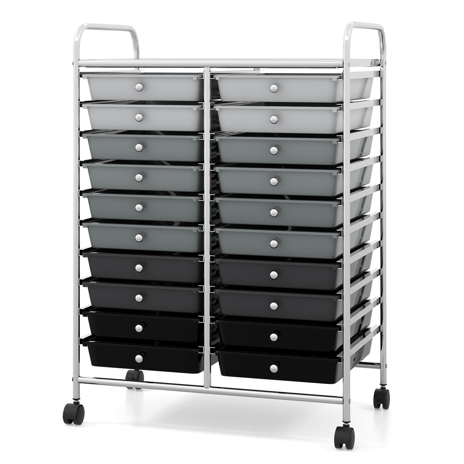 20 Drawers Storage Trolley with 4 Wheels for Beauty Salon-Grey