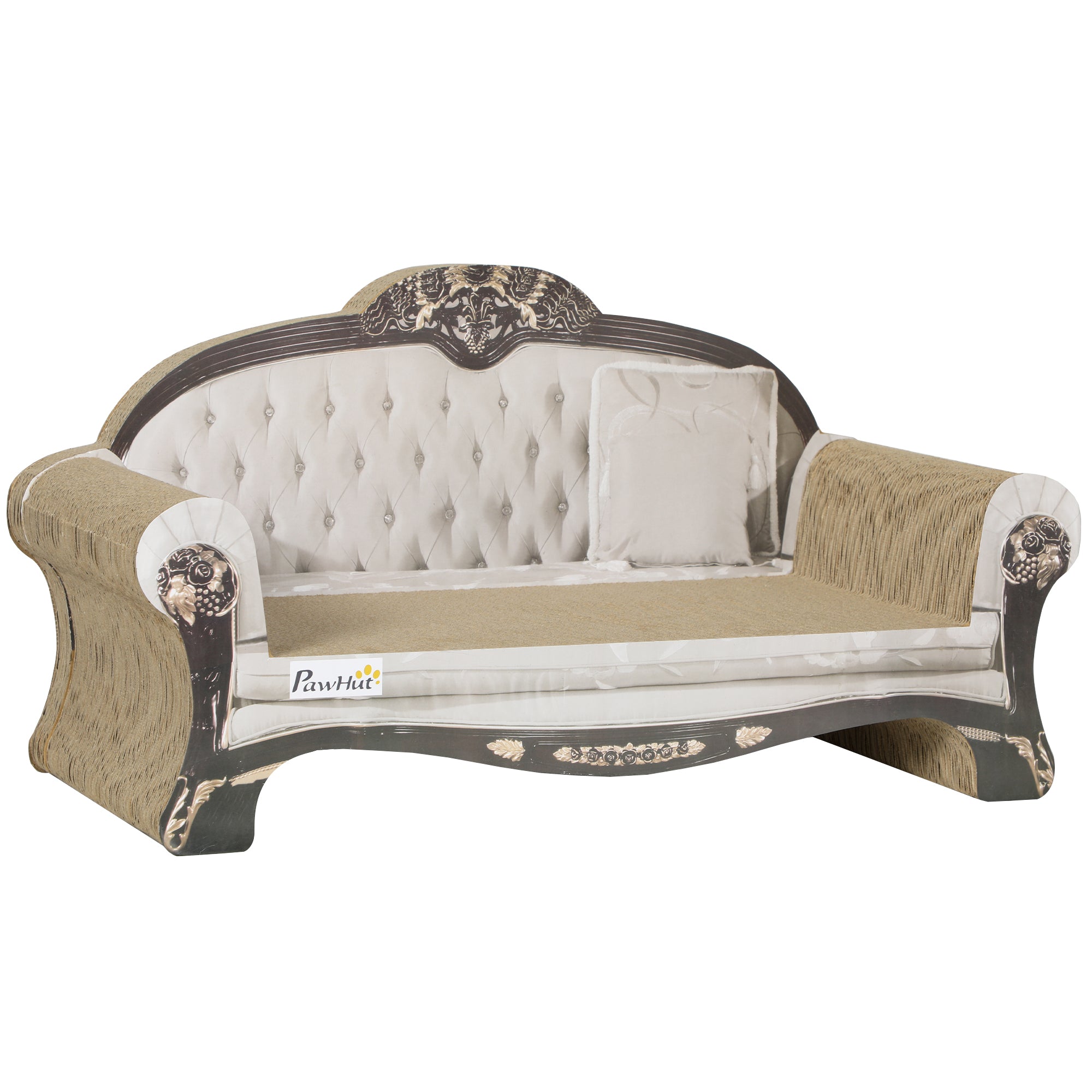 PawHut 2-in-1 Cat Scratcher with Organic Catnip for Indoor Cats, 29.5 x 56 x 26cm, Brown