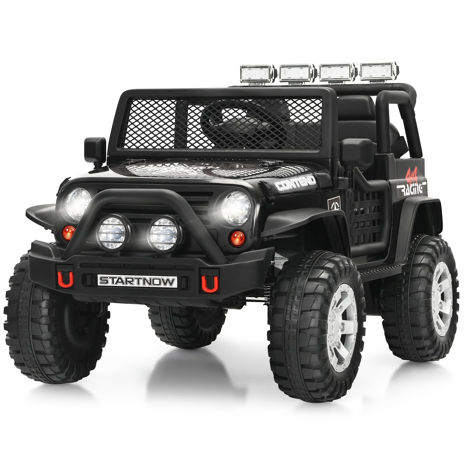 2-Seat Kids Ride on Truck with Parent Remote Control-Black-Black