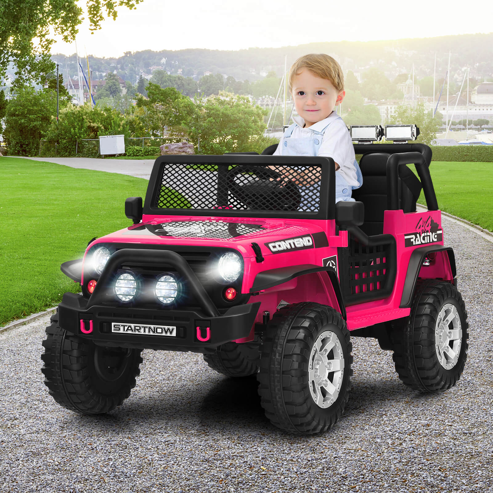 2-Seat Kids Ride on Truck with Parent Remote Control-Pink