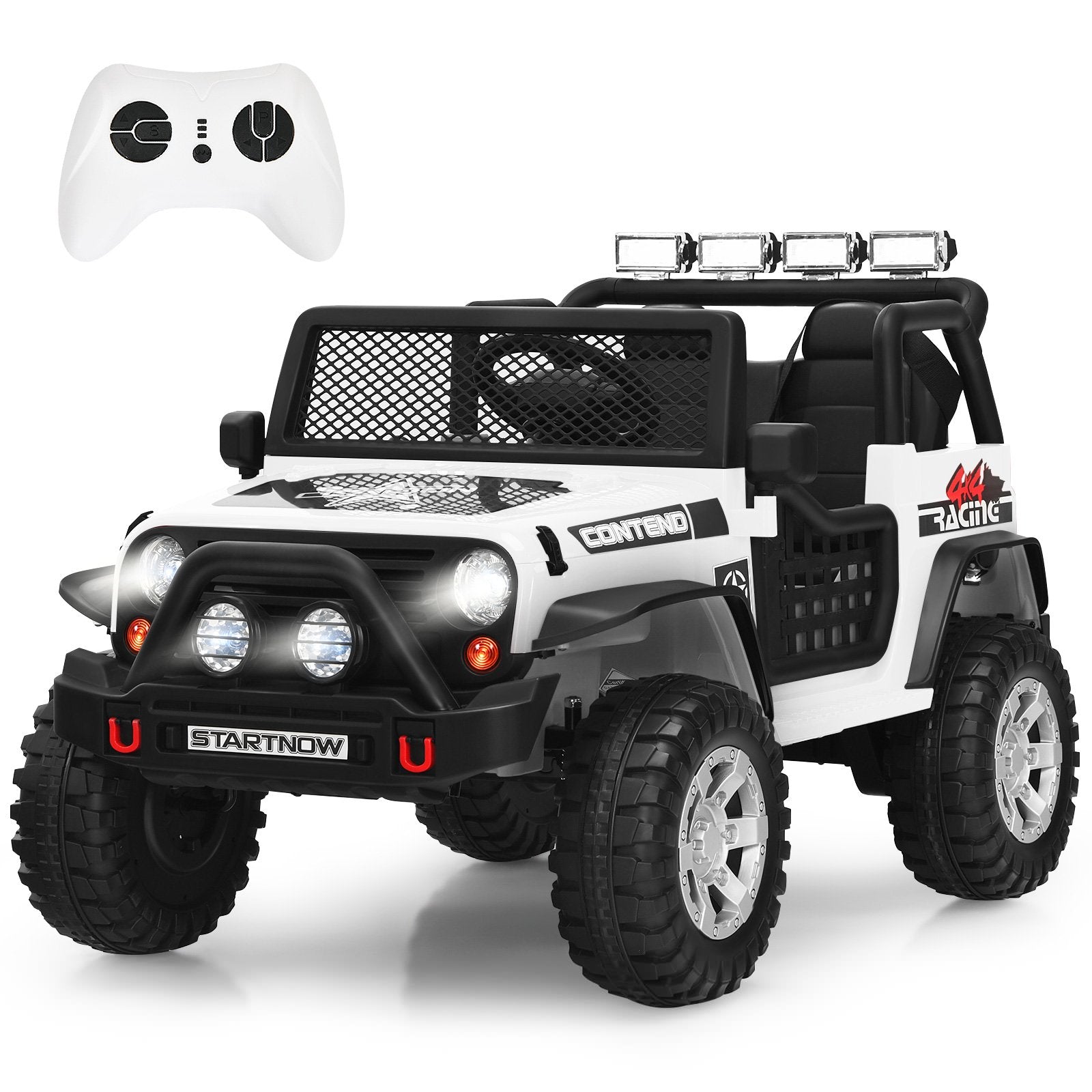 2-Seat Kids Ride on Truck with Parent Remote Control-White