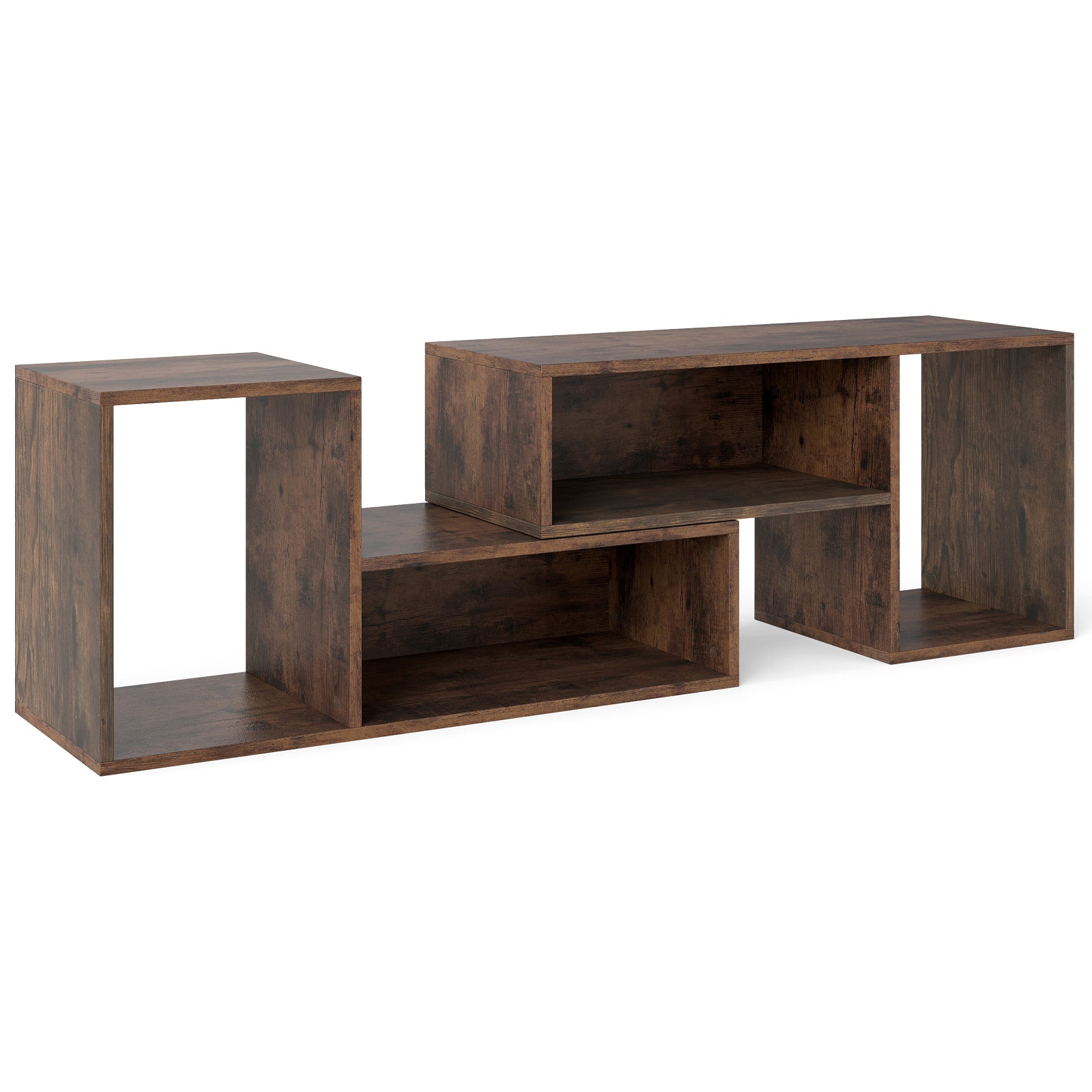 2-Piece Console TV Stand Modern Minimalist Entertainment Center-Rustic Brown