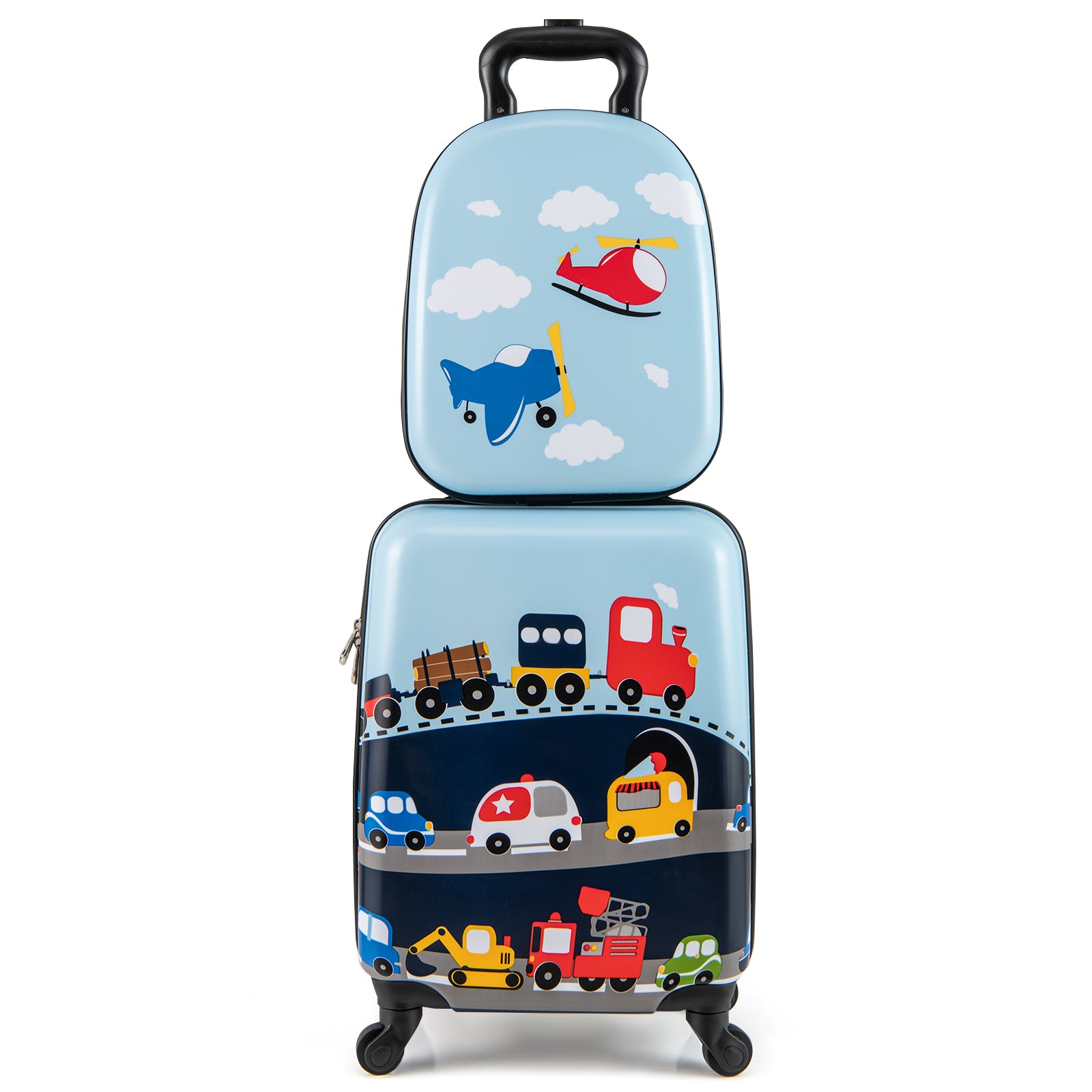2 Pieces Kid Luggage Set with 4 Spinner Wheels and Telescopic Handle-Navy Blue