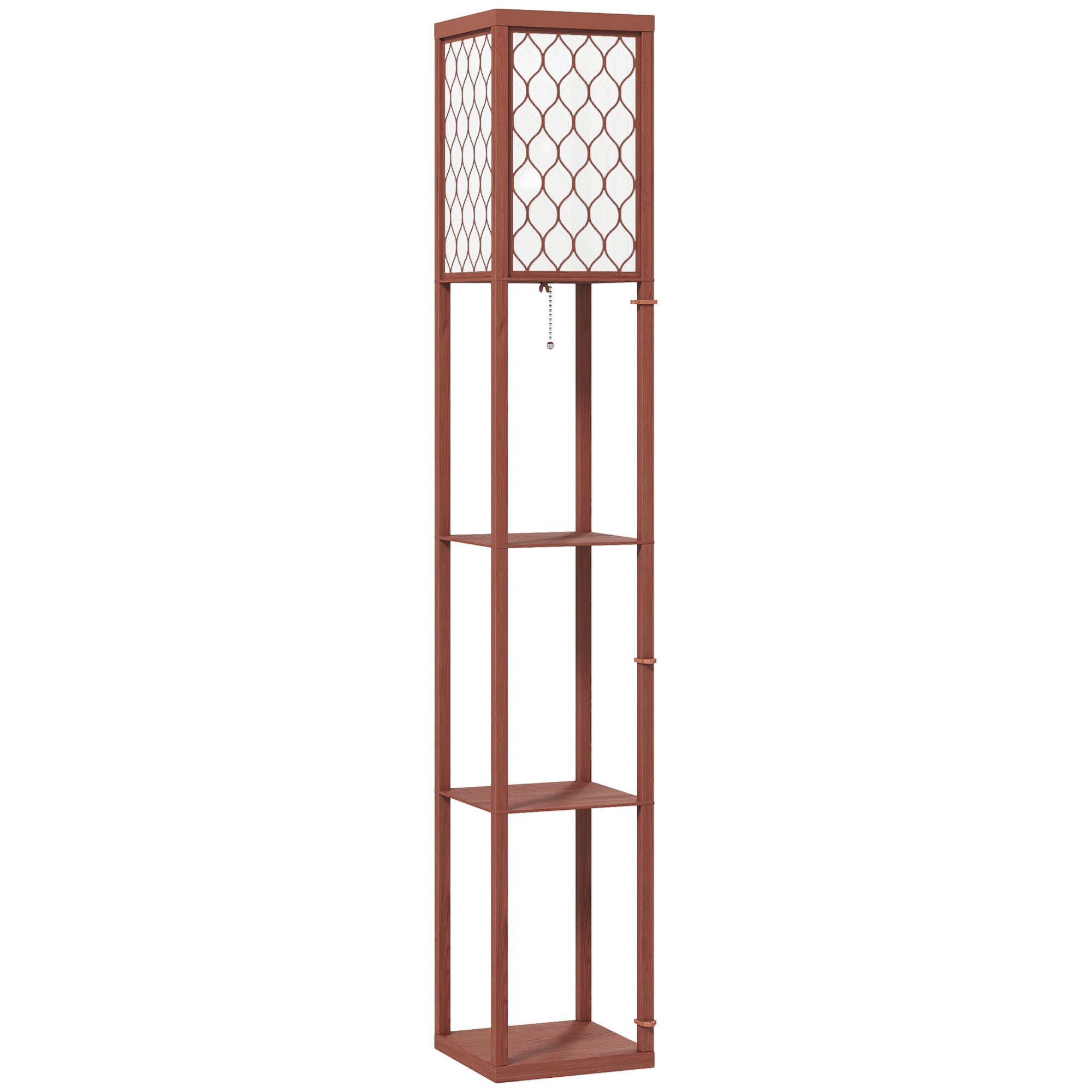 HOMCOM Three-Shelf Standing Lamp - Brown/White