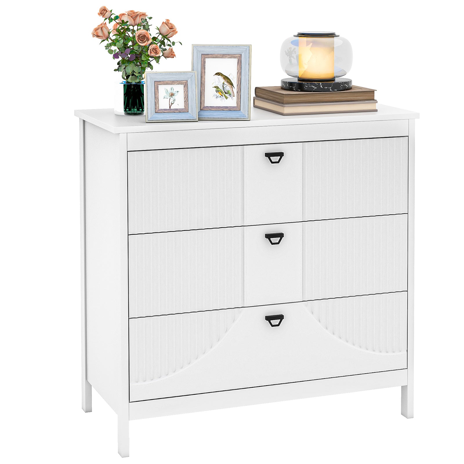 3-Drawer Dresser with Anti-toppling Kit and Storage-White