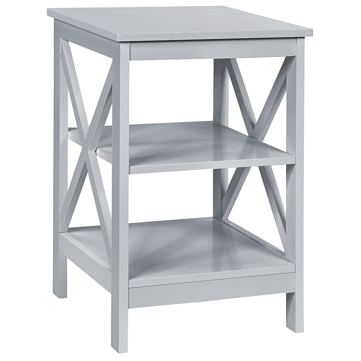 3-Tier Wooden Side table / Bedside Table -Grey