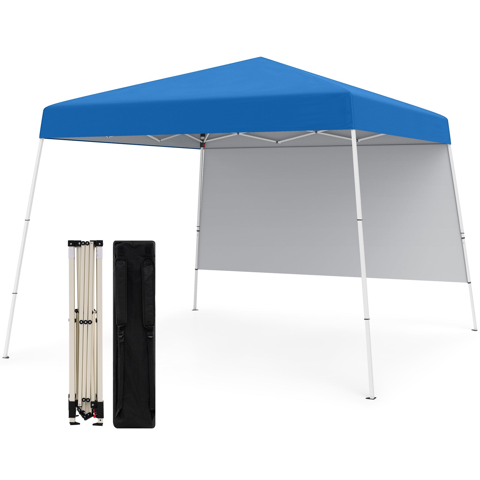 300 x 300 cm Pop up Canopy Tent with 1 Sidewall and Portable Backpack-Blue