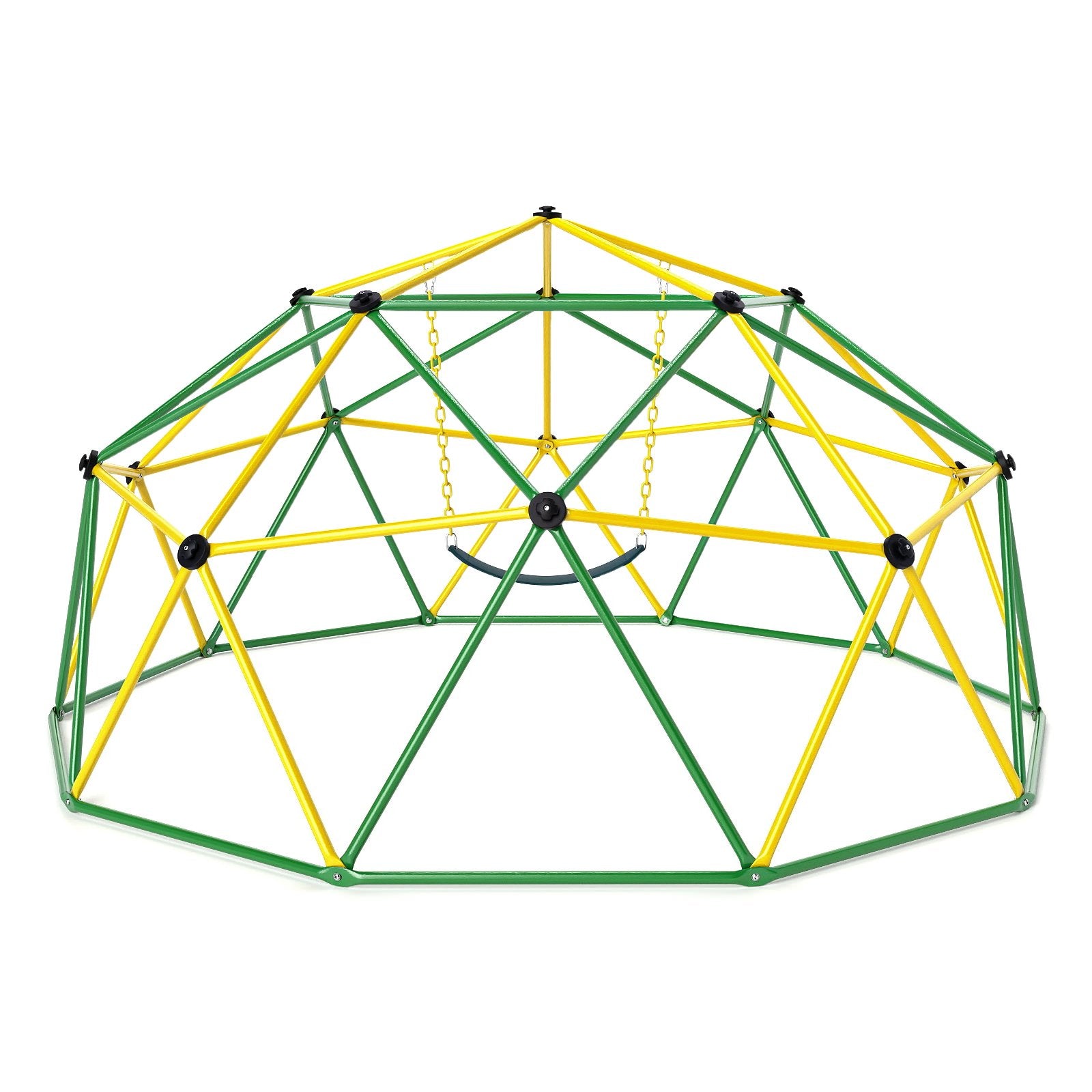 Kids Climbing Dome with Swing Jungle Gym Monkey Bar Playground Set-Green