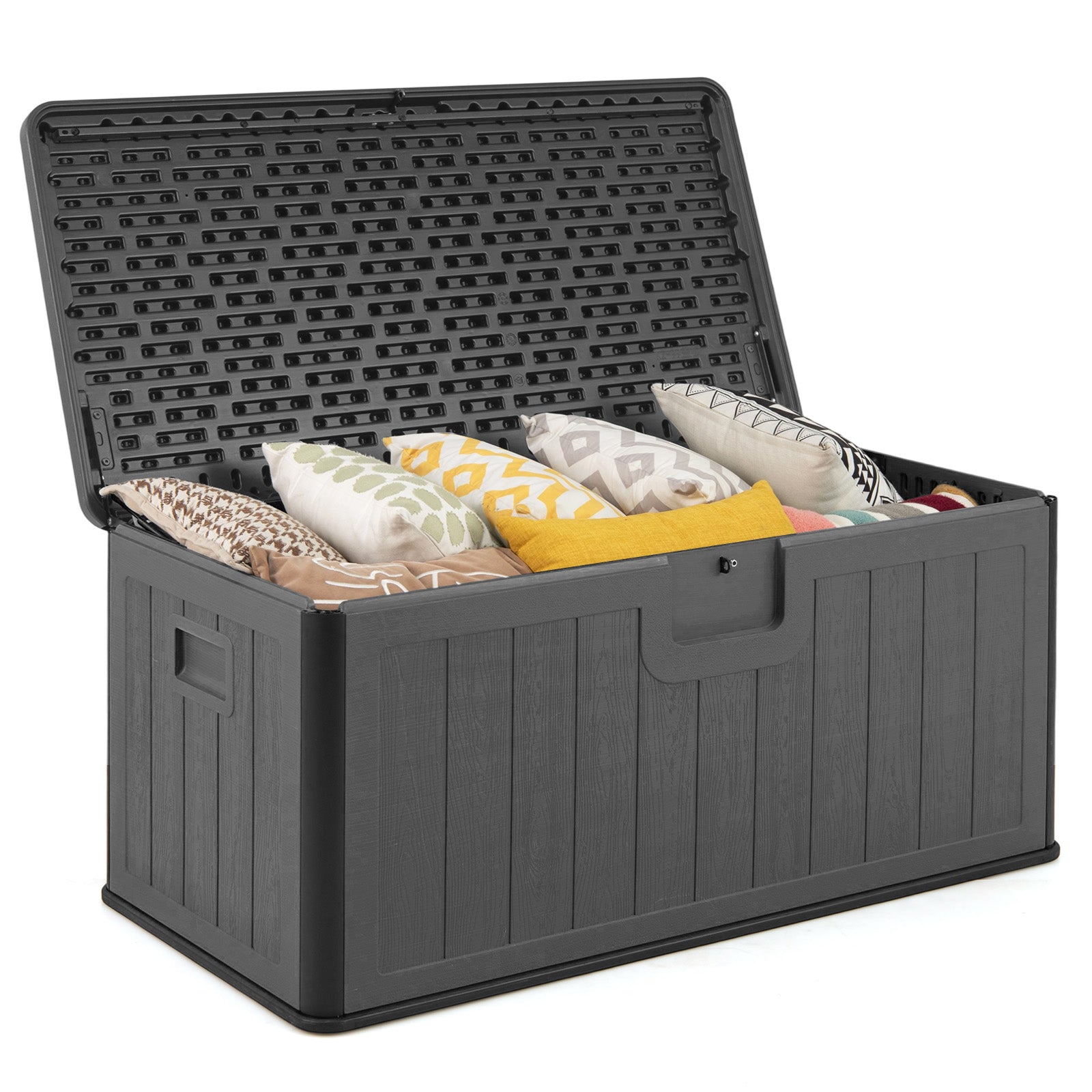 380L Large Waterproof Storage Deck Box for Garden Tools-Grey