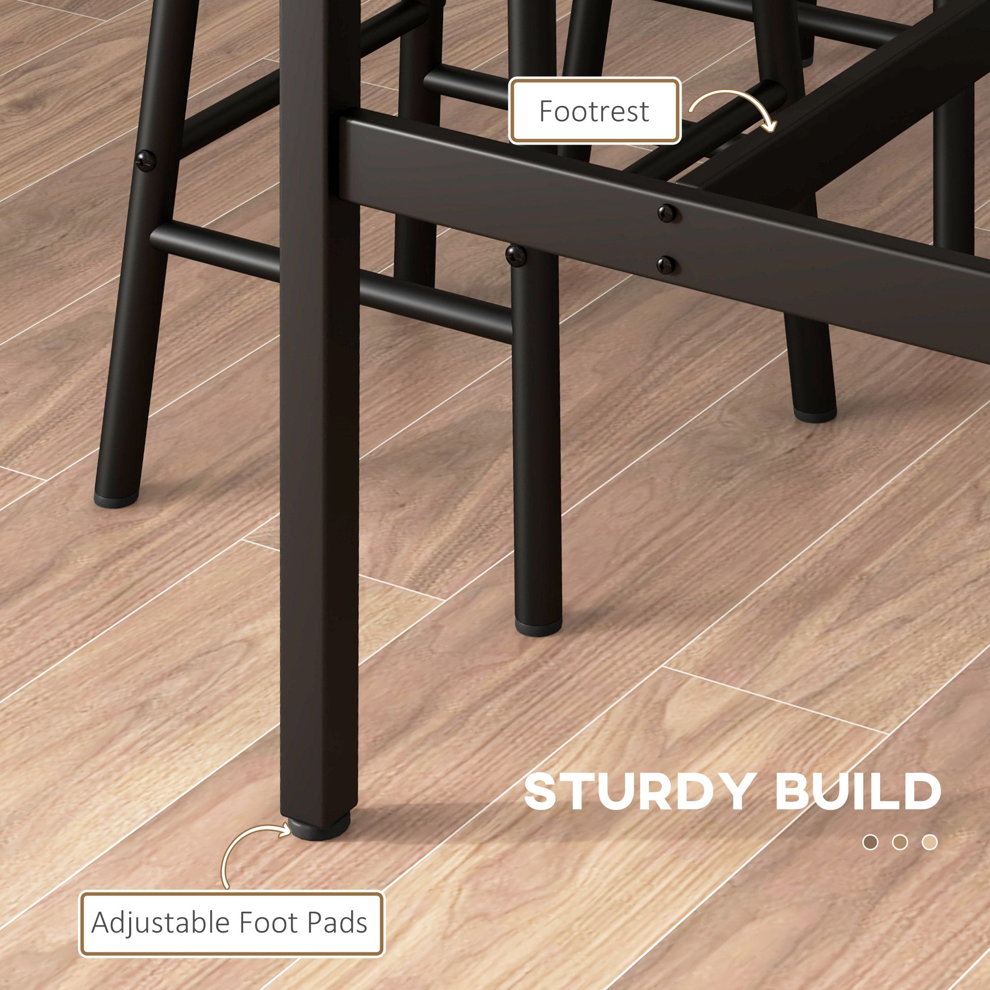 HOMCOM 3 Piece Bar Table Set with 2 Stools, Industrial Bar Table and Stool Set, Dining Table and Chair Set, Grey