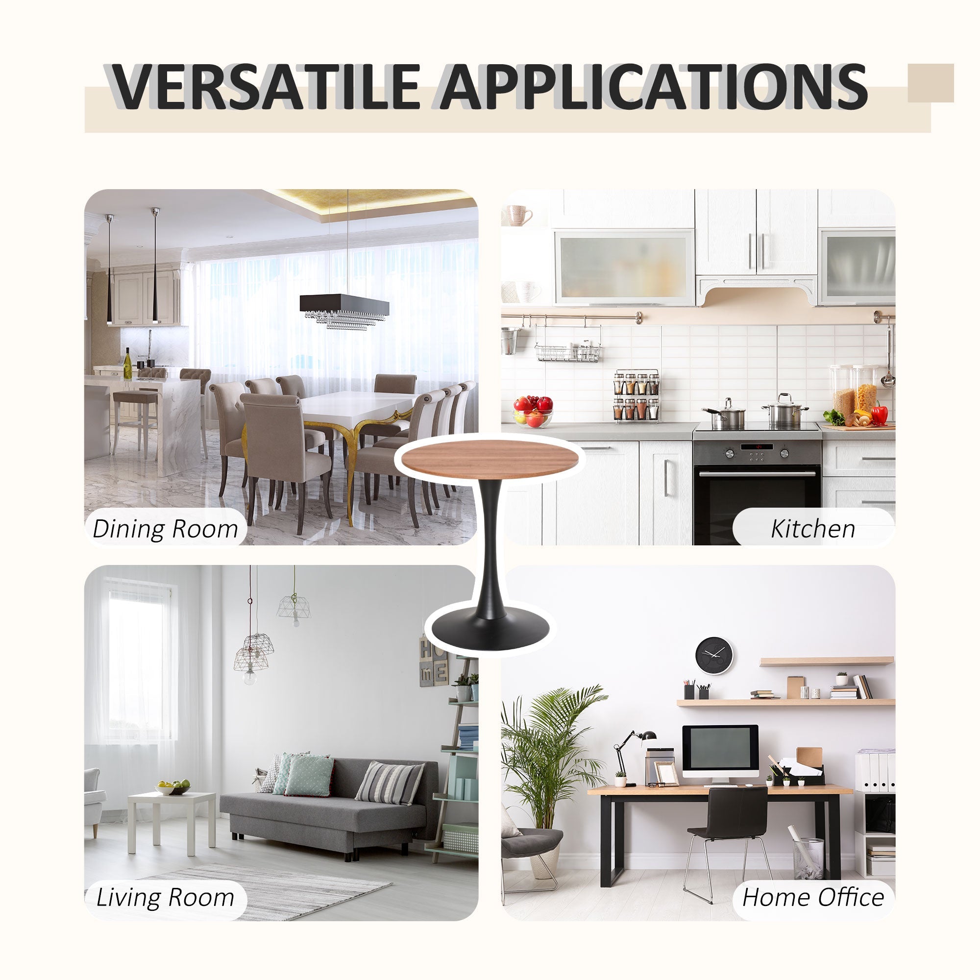 HOMCOM Modern Round Dining Table Leisure Coffee Bistro Table with Metal Base for Kitchen & Dining Room Brown